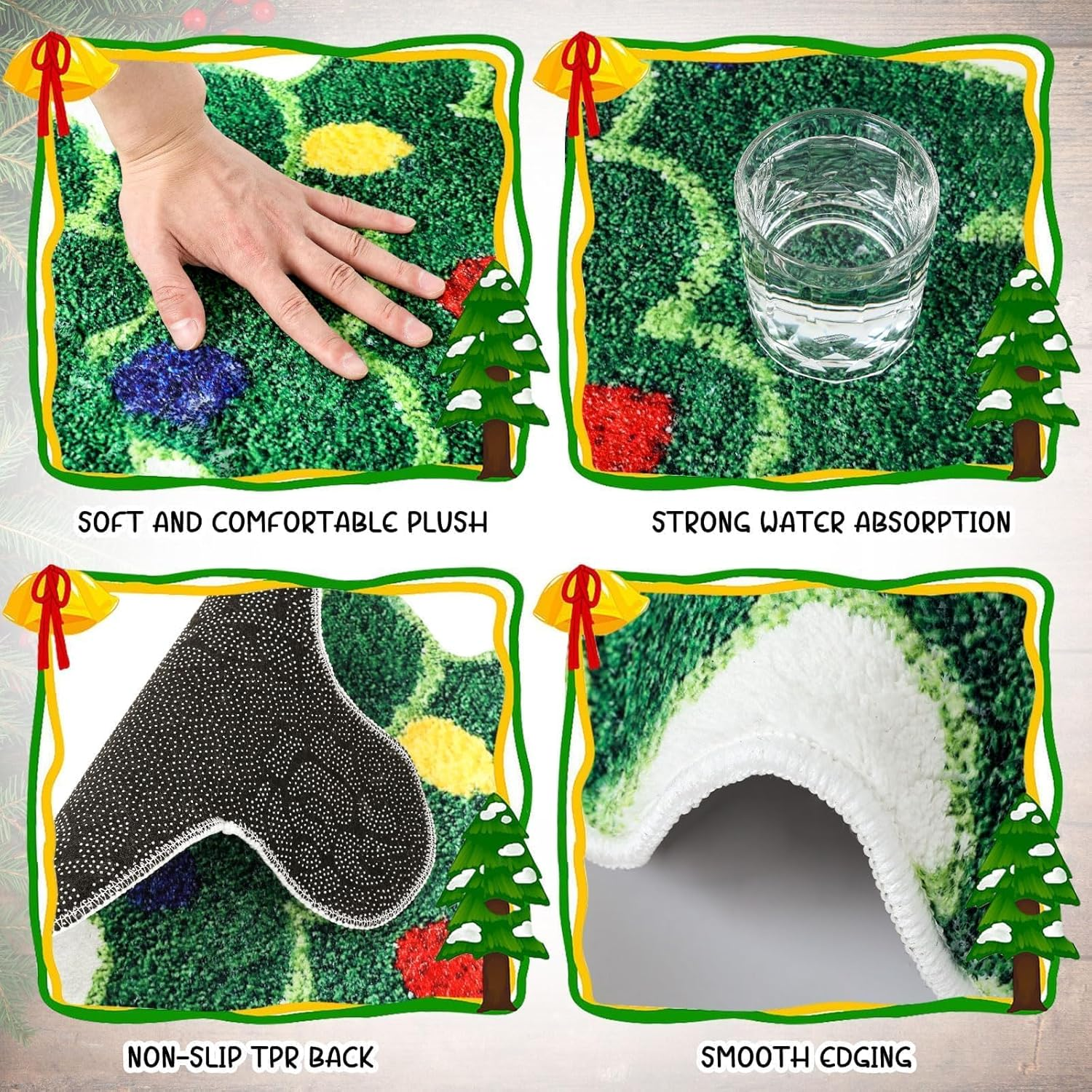 Bathroom Rug Mat, Cute Soft Absorbent Bath Rugs, Non-Slip Plush Shaggy Bath Carpet for Shower Floor, Toilet, Tub image number 4