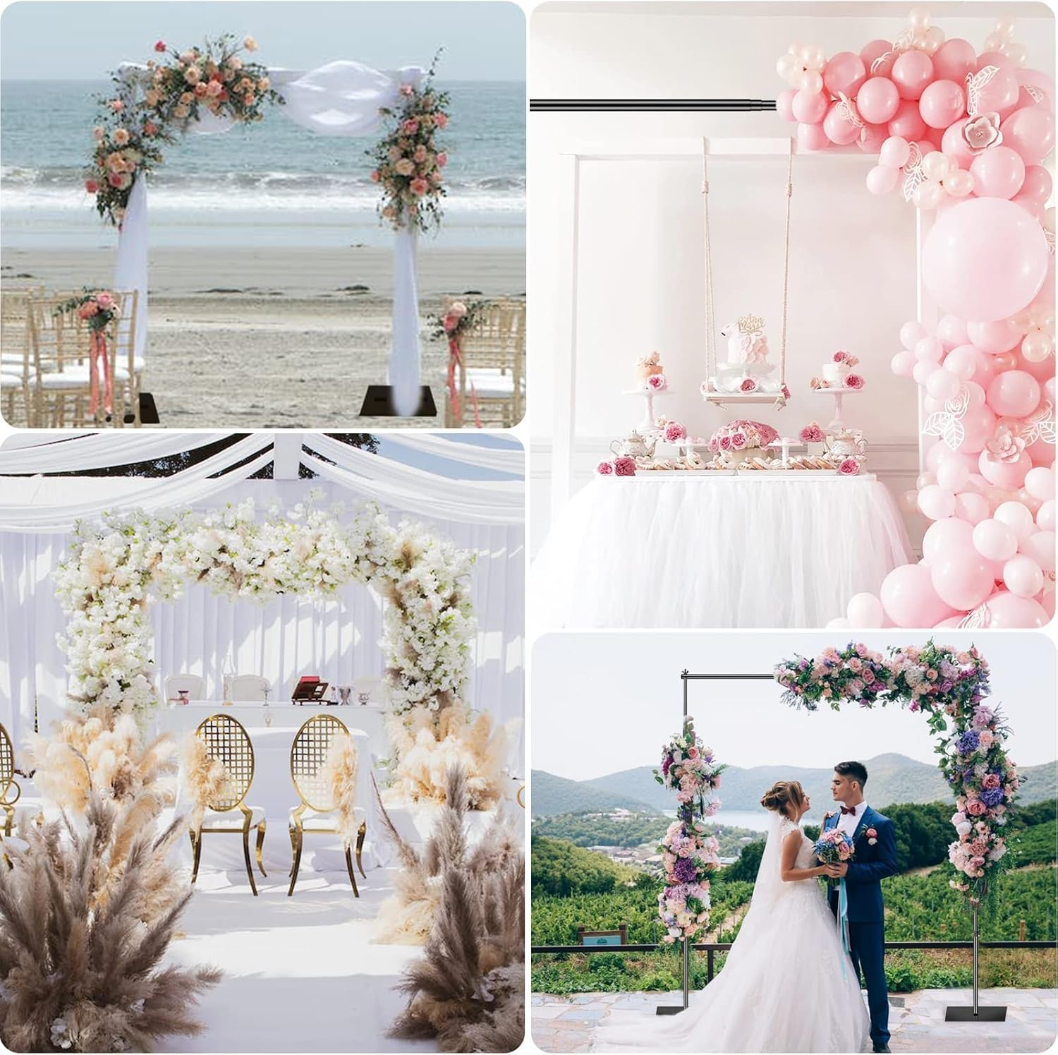 EMART Heavy Duty Background Stand, 10X10Ft/3X3M Adjustable Backdrop Support System Kit with Steel Base for Photography, Photo Video Studio, Birthday Parties Wedding Decoration -Black image number 2