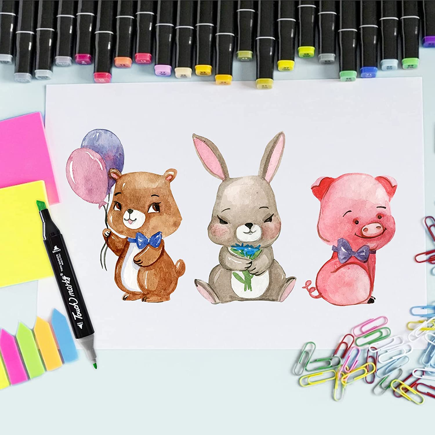 120 Colors Dual Tips Art Twin Sketch Markers,Pioghax Permanent Alcohol Brush Markers Set Coloring Art Markers with Case for Sketching, Adult Coloring Books and Illustration&hellip; image number 5