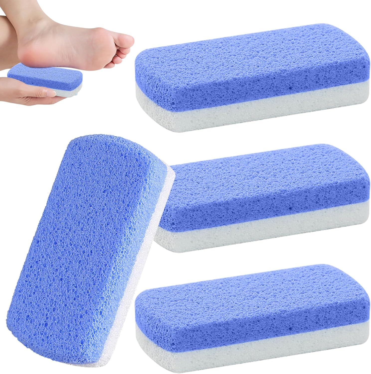 VEGCOO Pack of 4 Pumice Stone Foot Care, Double Sided Pumice Stone, Double Sided Foot Pumice Stones for Feet, Grinding Stones for Removing Dead Skin, Callus, Cuticles image number 3