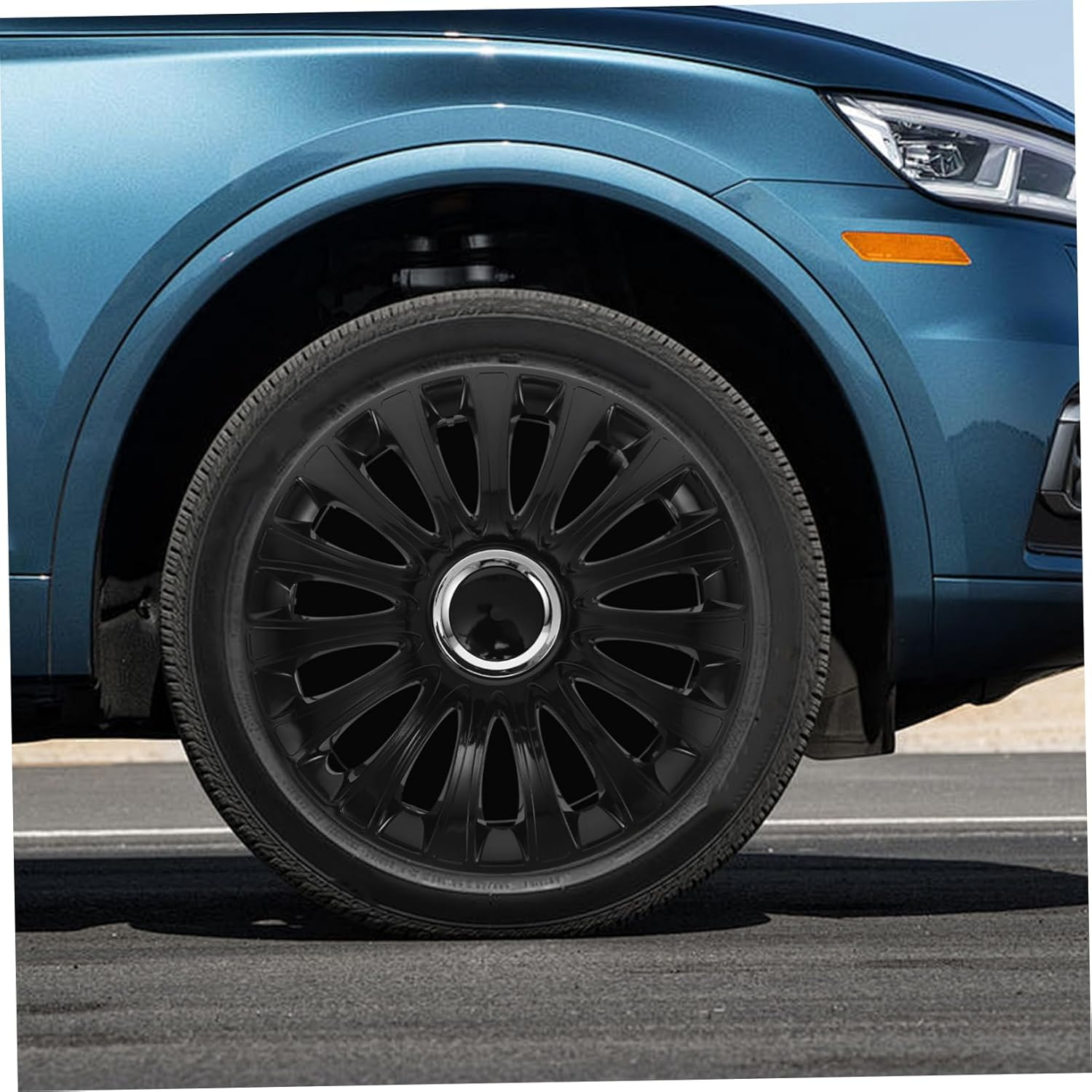 GETAJGHSD 14 Inch Universal Car Wheel Hub Caps Full Black Steel Rim Covers Truck Tire Decorative Hubcaps Replacement Accessories for Vehicles