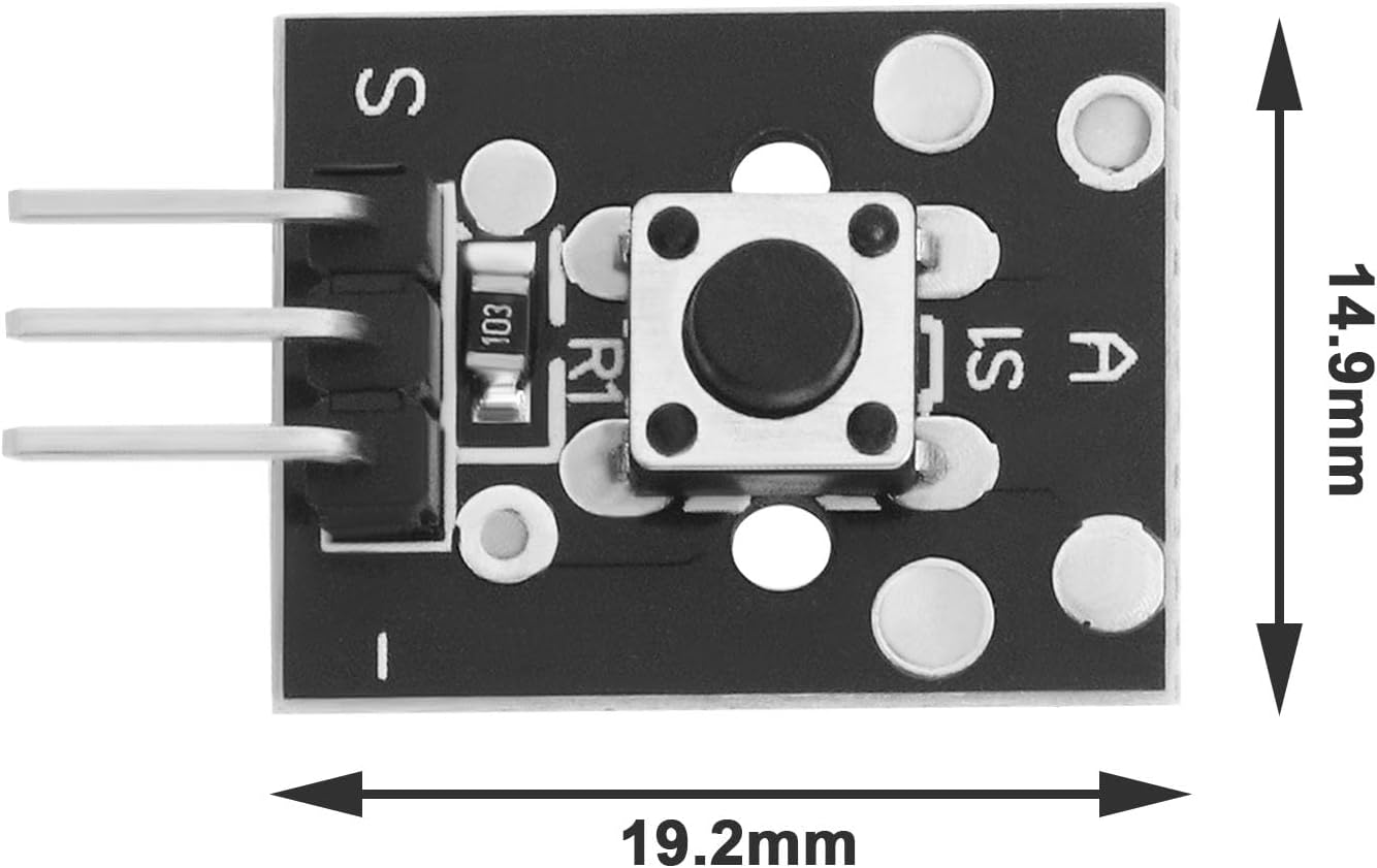 Be in Your Mind 10PCS KY-004 Button Switch Module Key Switch Module14.9X19.2Mm 3 Pin Button Switch Module Compatible with A-Rduino Compatible with Raspberry Pi image number 5