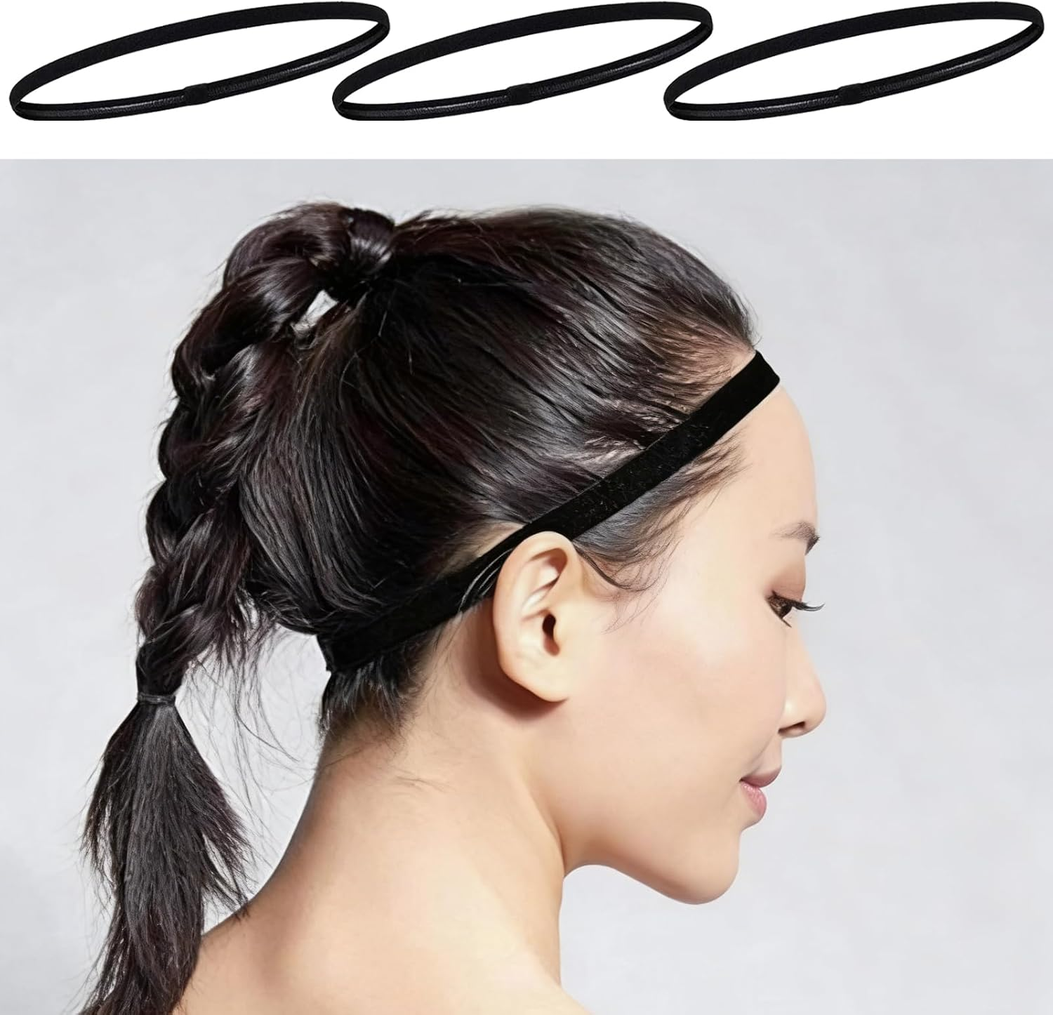 Luzcauwy 6 Pieces Thin Non-Slip Elastic Sport Headbands, Hair Bands Silicone Grip Exercise Hair Sweatbands for Men Women Football Basketball Soccer Tennis Yoga Outdoor, Hair Band Headbands for Women image number 4