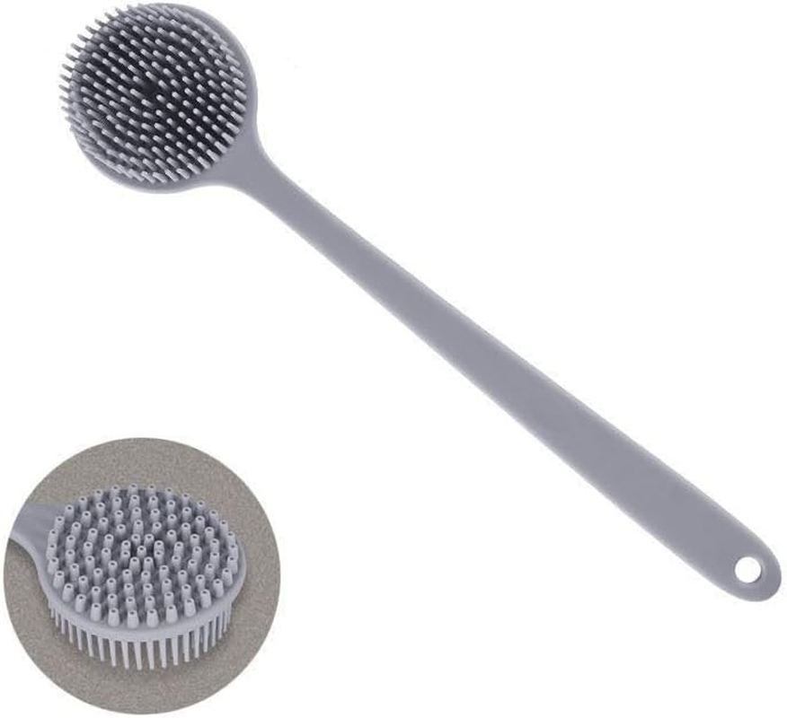 Silicone Back Scrubber for Shower-Long Handle, Double-Sided Body Shower Cleaning Tool for Men Women That Produces Rich Foam, Exfoliates Rough Skin on the Back, and Offers a Massaging Effect(Green) image number 5