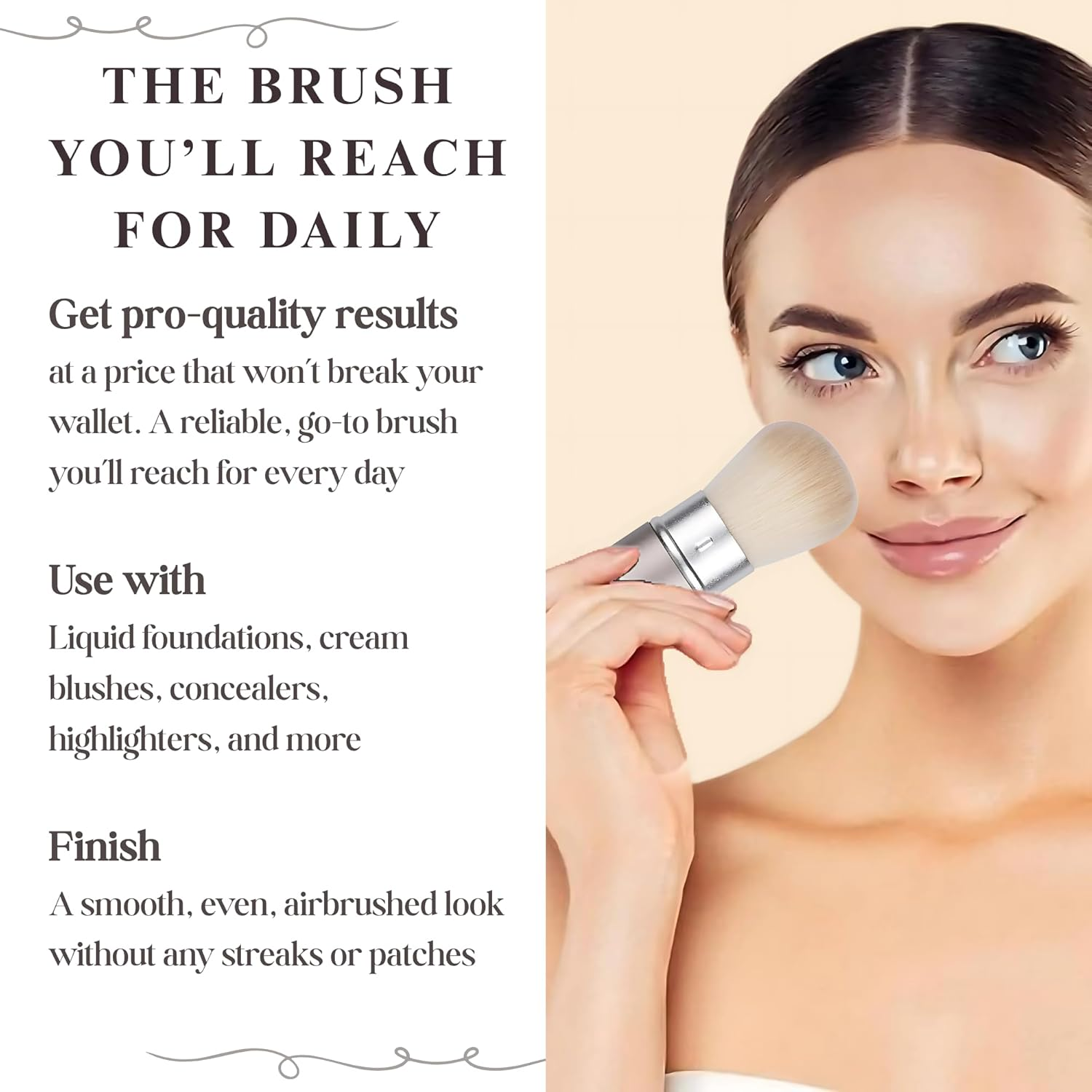 Retractable Kabuki Makeup Brush - Blender Brush for Powder, Cream, Liquid Foundation, Sunscreen, Blush Blending & Bronzer - Professional Make up Brush - Full Face Makeup Brush - Vegan & Cruelty Free image number 5