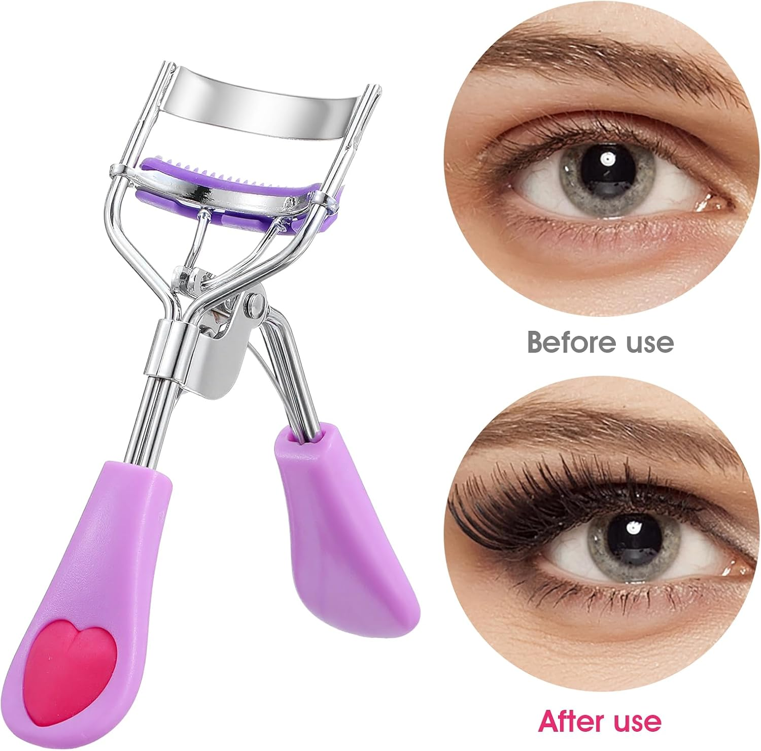 Sibba Professional Eyelash Curler for Women No Pinching or Pulling Durable Eyelash Curler Fits All Eye Shapes with 10 Pieces Silicone Refill Pads and Eyelash Brush (Rose Red) image number 3
