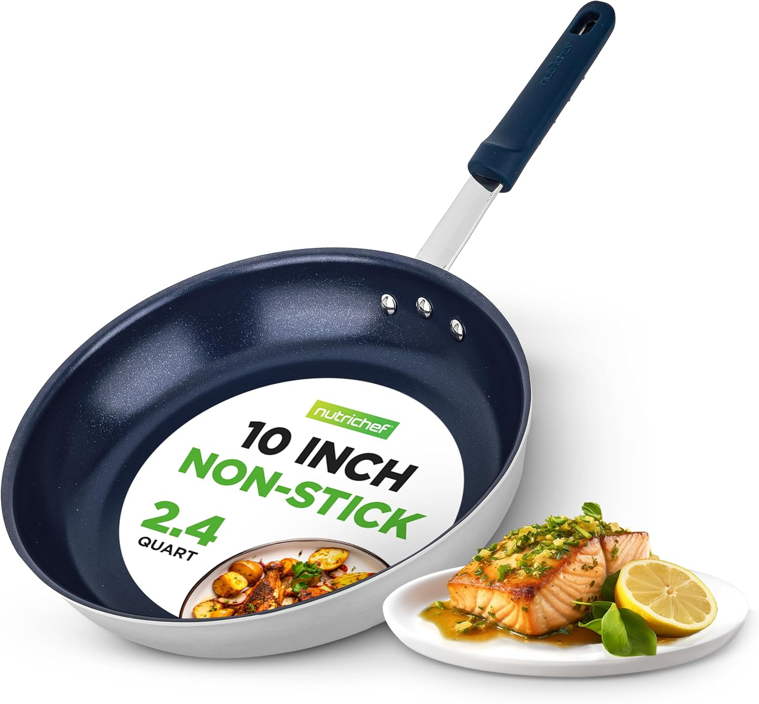 Nutrichef Frying Pan 25Cm, Non Stick Frying Pan, Induction Pan, Professional Home Cookware, Silicone Handle, Stain-Resistant, and Easy to Clean image number 5