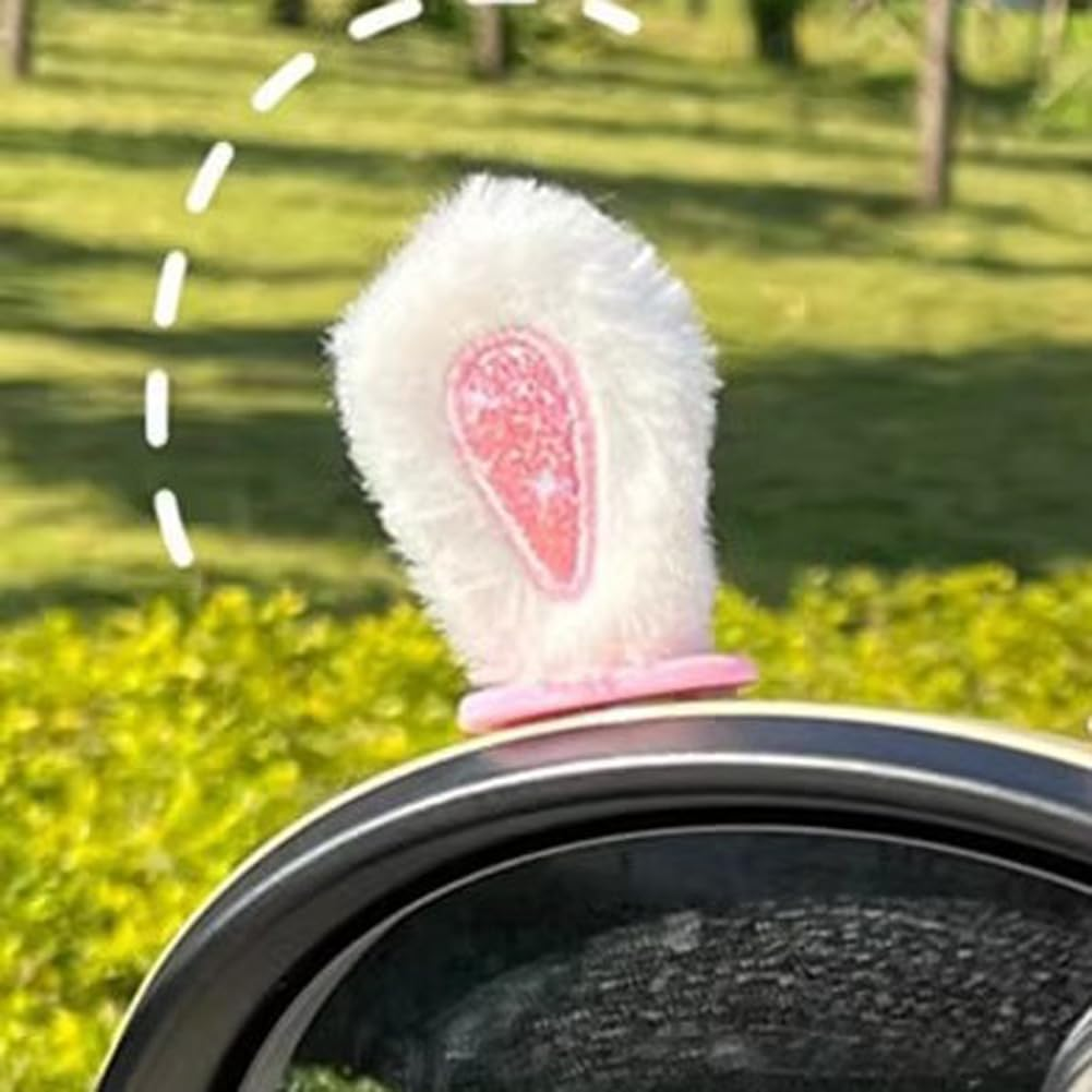 Berfi Life Cute Bunny Ears Car Mirror Accessory, 1 Pair Plush Car Interior Rearview Mirror & Dashboard Decor for Women, Automotive Ornament for Electric Moped image number 4