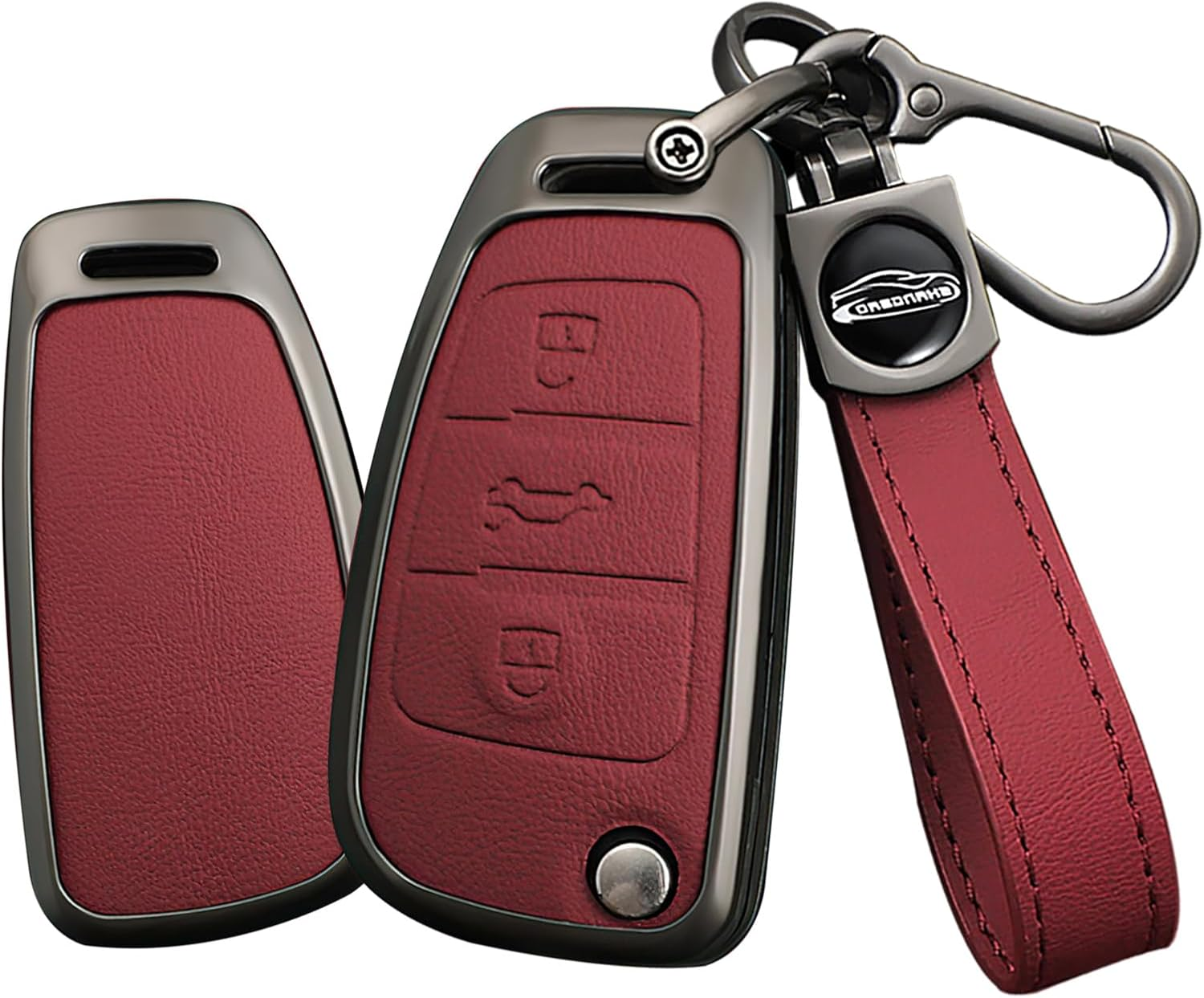 Flip Key Case Folding Key Fob Holder Fit for Audi A1 A3 A4 B8 A5 A6 C7 A8 D4 Q5 Q7 SQ5 S4 B8 S5 S6 C7 S7 S8 Remote Key Cover Metal Keychain Keyring Accessories 3 Buttons C Red image number 1