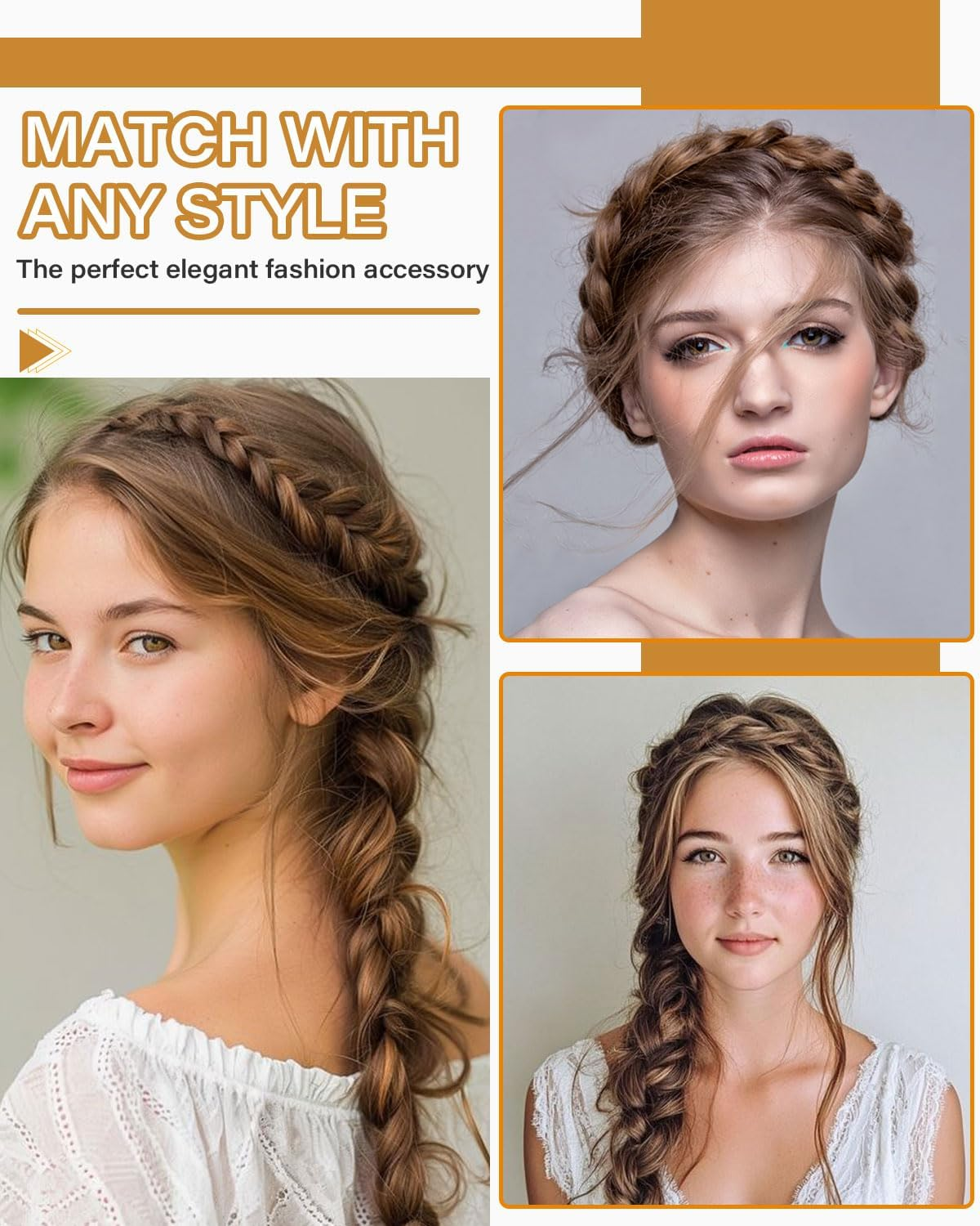 FUGLUS Hair Band, Fashion Headbands for Women, Dirndl Headband, Braided Headband, Classic Chunky Wide Plaited Wedding Fluffy Braids, Wig, Women, Girl, Beauty Accessory (Dirty Blonde) image number 1