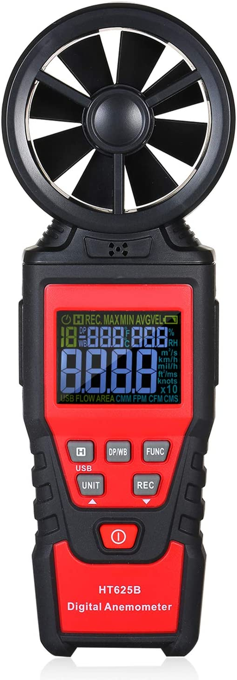 AUTENS Digital Anemometer Humidity Temperature Testers with USB Data Logging, LCD Color Screen, Wind Speed Meter Air Flow Meters for Measuring Wind Speed, Air Volume, MAX/MIN/AVG and Data Hold image number 2