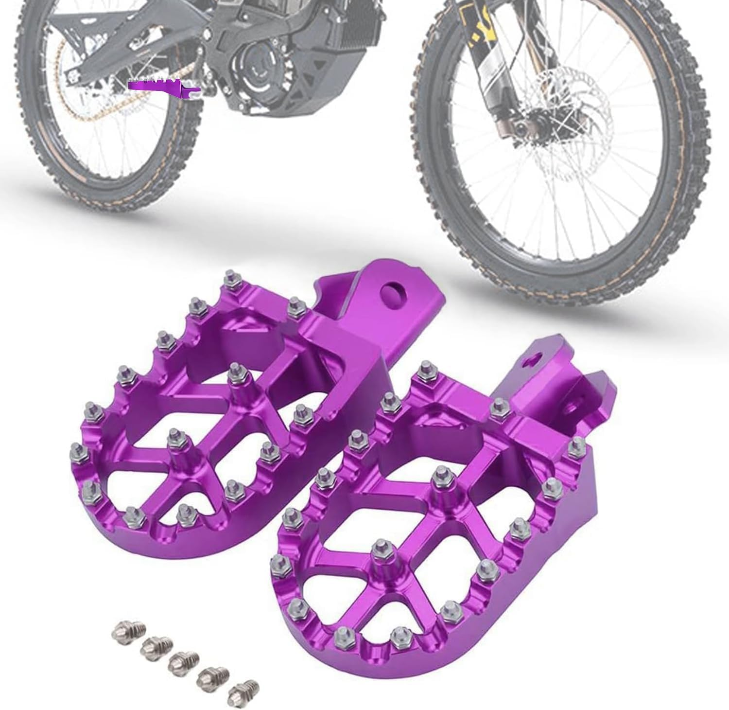 Motorcycle Foot Pegs Wider CNC Foot Pegs for Surron Sur Ron LBX Talaria Sting MX3/R MX4 Talaria X3 XXX E-Ride Pro SS/S Electric Dirt Bike Purple image number 6