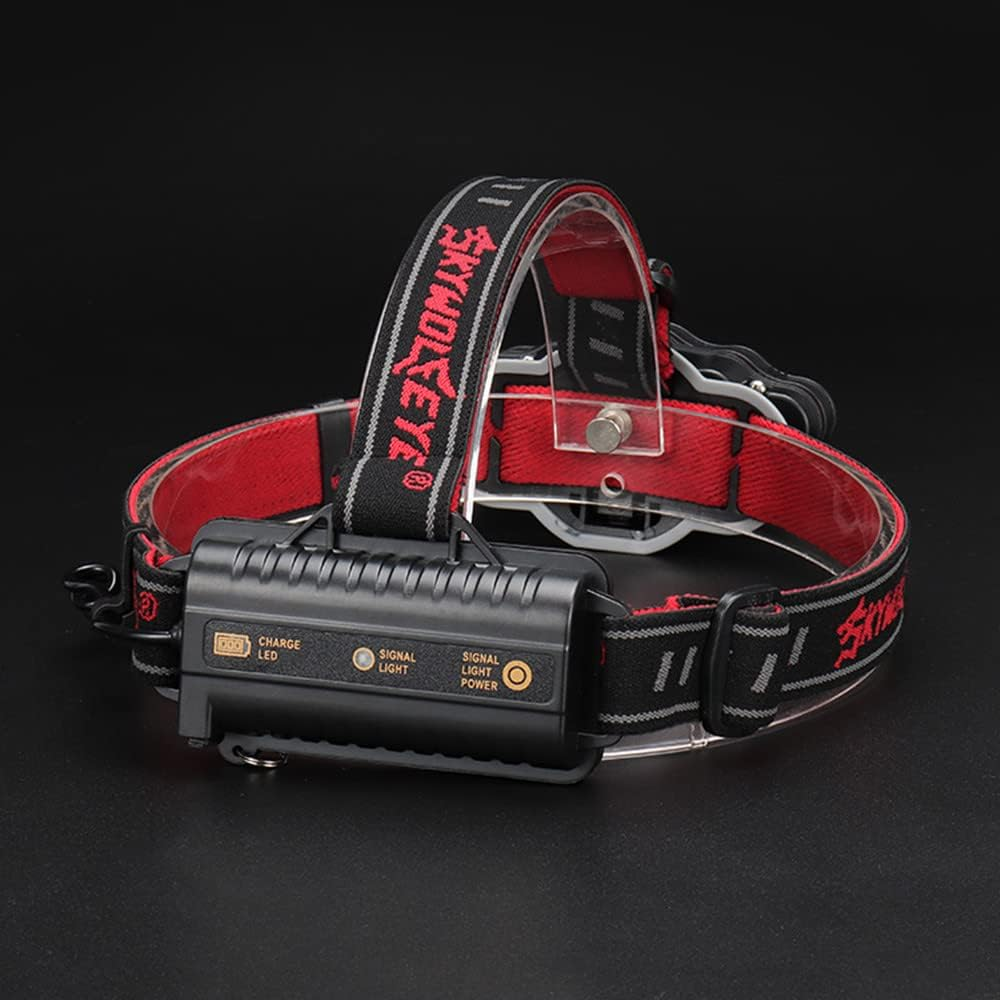 Disenkelubo Headlamp,Super Bright 18000 Lumen 6 LED Work Headlight with Red Warning Light 8 Modes Rechargeable Waterproof Flashlight,Headlights for Camping Cycling Hunting Fishing Climbing Running Outdoor image number 2