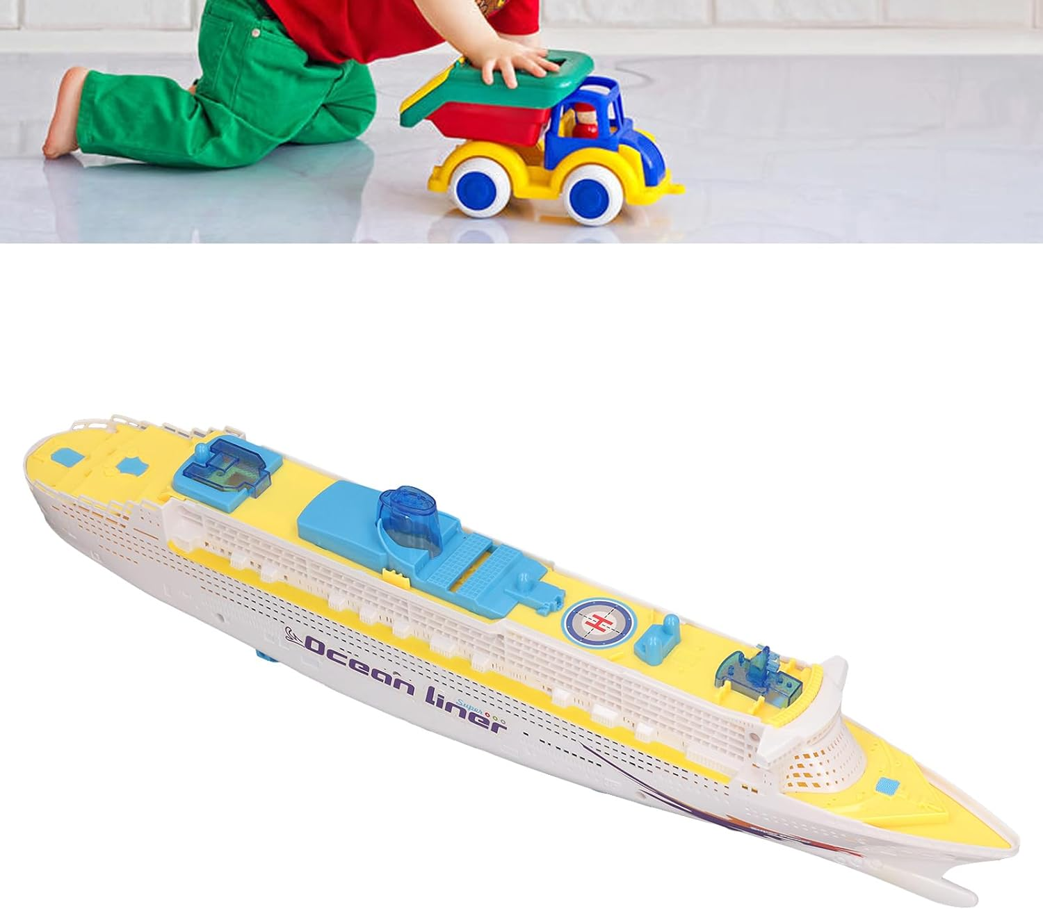 Cruise Ship Model Toy, Boat Toy with Light and Sound, Kids Colorful Ocean Liner Cruise Ship Boat Toy with Walking Function, for Kids Toddlers Boys Girls Adults Age 3-12 image number 5