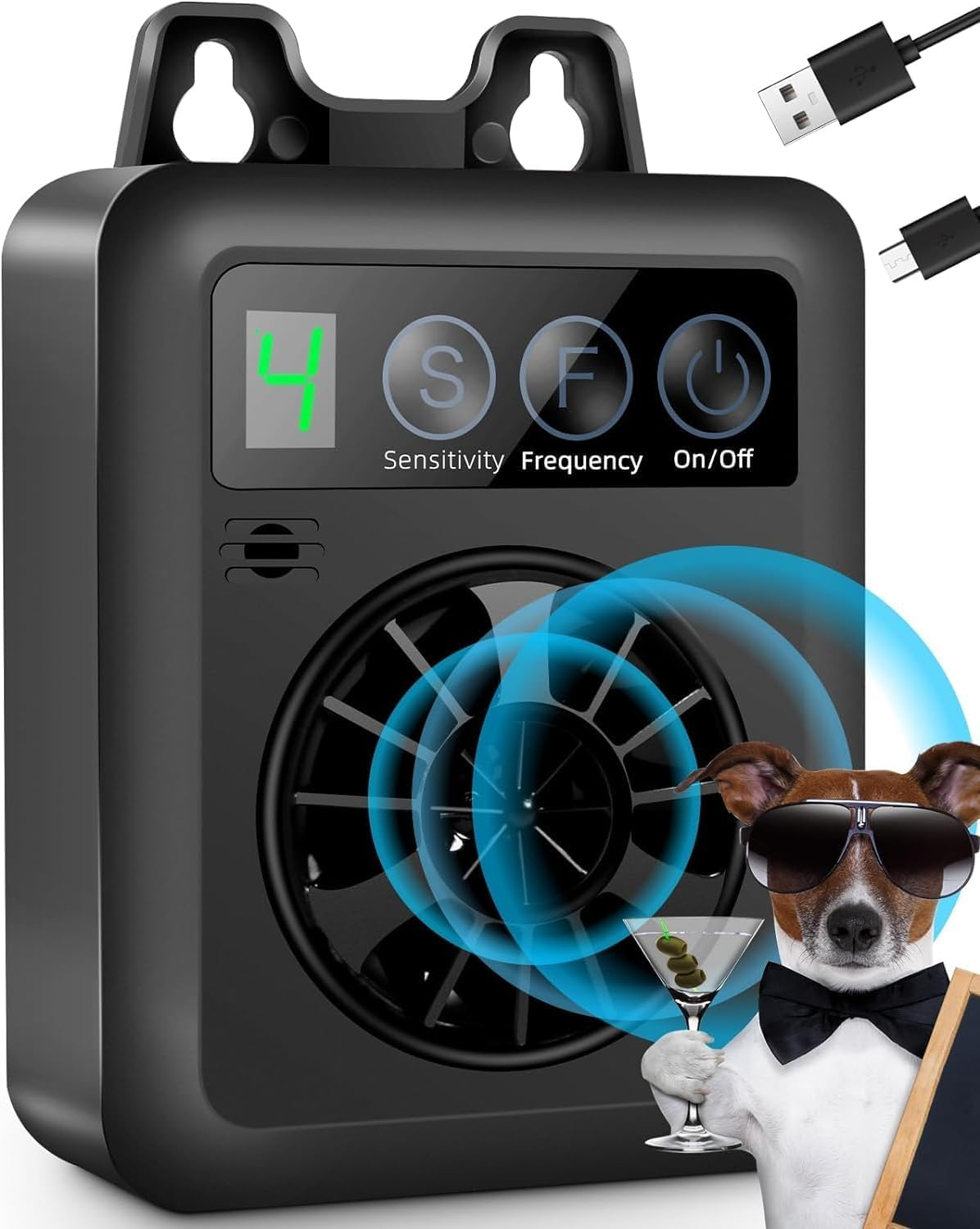 Rechargeable Dog Barking Control Devices Waterproof 50Ft Ultrasonic Dog Bark Deterrent with 4 Levels Sonic anti Bark Device for Dogs Indoor Outdoor Stop Barker image number 3