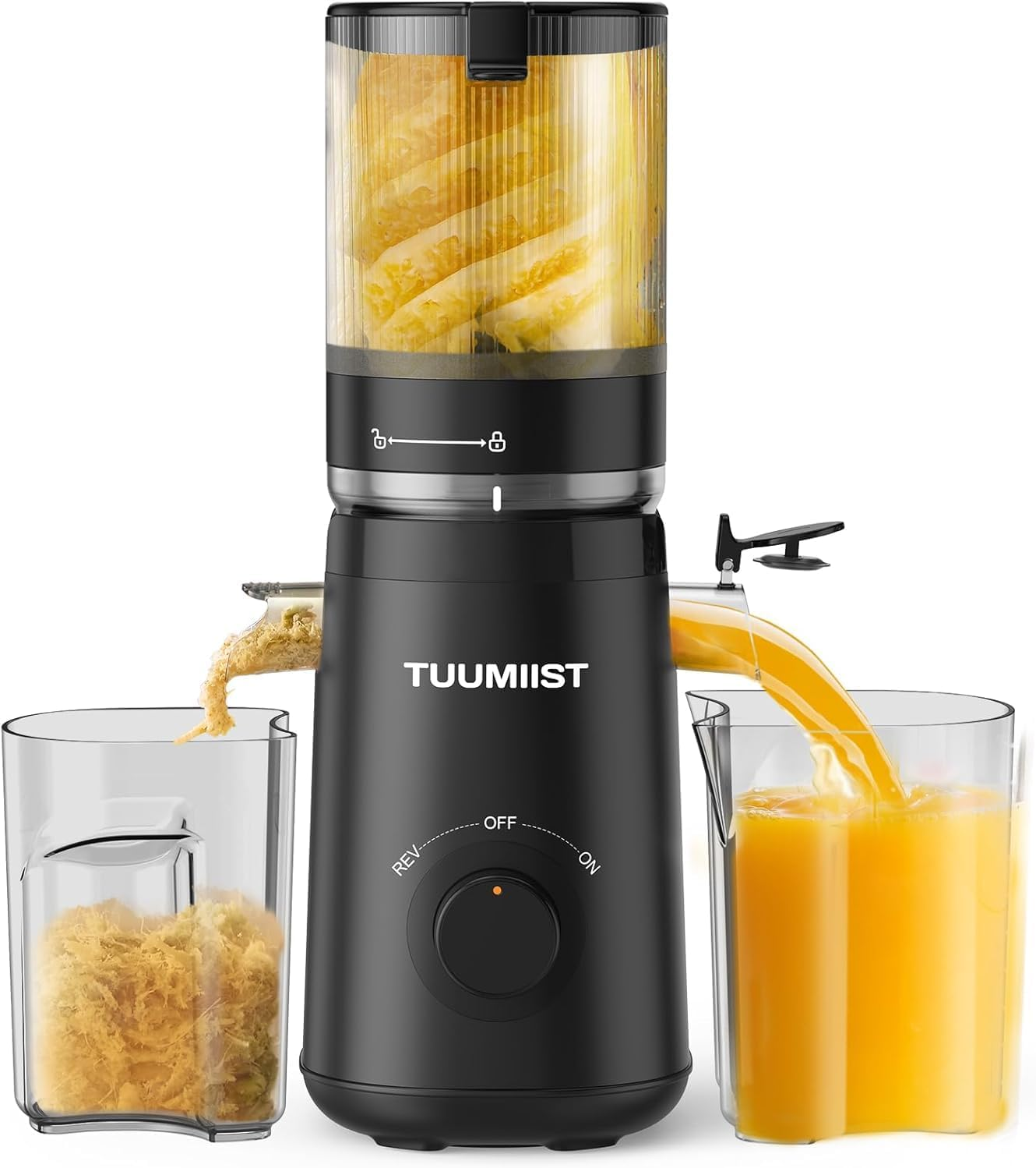 TUUMIIST Cold Press Juicer,Slow Masticating Juicer Machine with 1.8L 5.3" Extra Large Feed Chute Fit Whole Fruits & Vegetables, Masticating Slow Electric Juicer with High Juice Yield, BPA Free (Black) image number 5