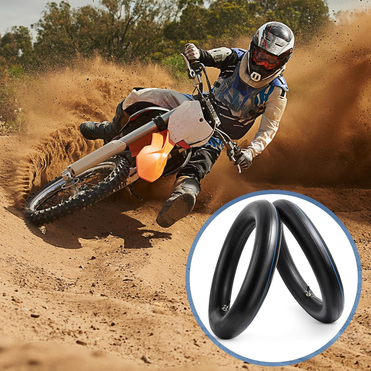 2-PCS 2.50/2.75-18（80/90-18） TR4 Straight Valve Stem Heavy Duty Butyl Rubber Dirt Bike Motorcycle Replacement Inner Tubes Compatible with Mini Pit Bikes, Off-Road Motorcycles Front/Rear Tire Tubes image number 6