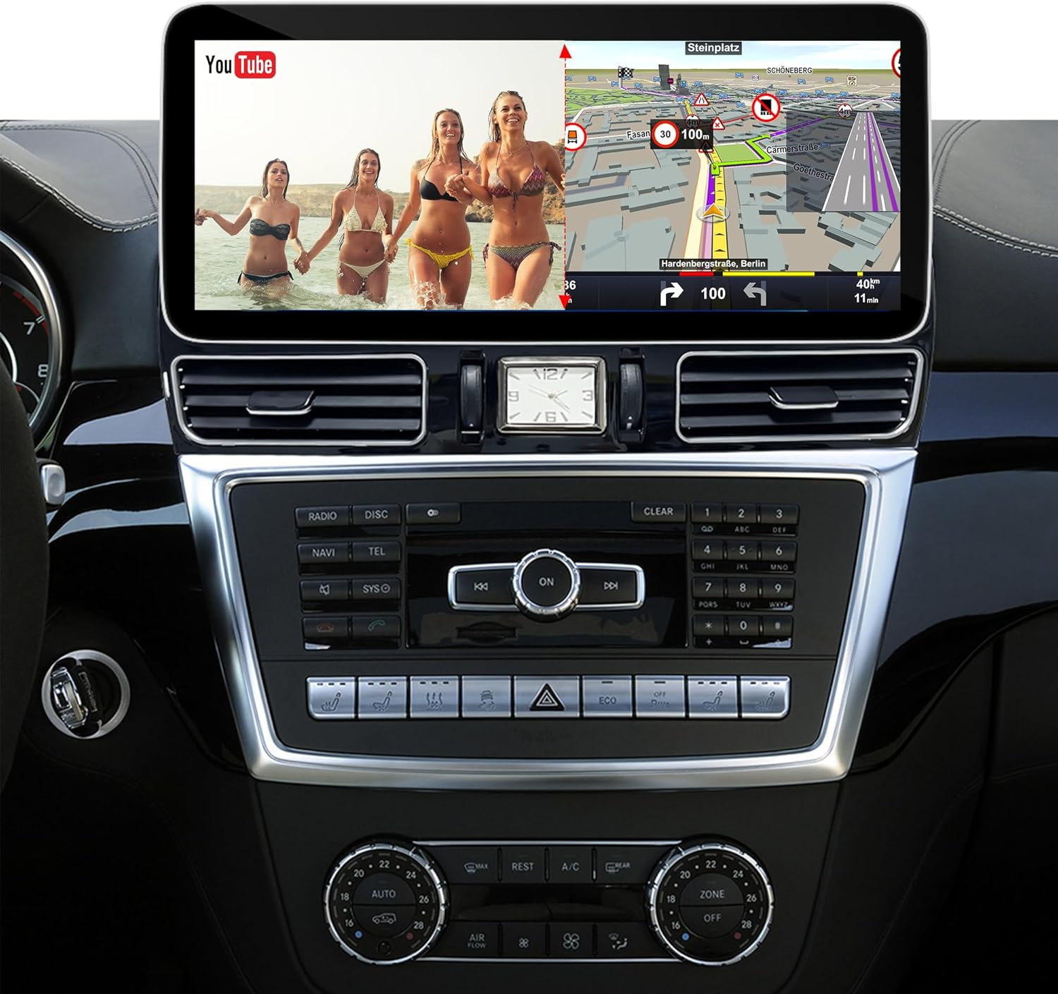 Carplay for Mercedes NTG 4.5/4.7 GL X166 ML W166 Upgrade 12.3 Inch Androdi Screen Android Auto Full (Split) Screen Mirroring App Netflix Spotify Wi-Fi Navigation Google Maps Vehicle Cameras (128GB) image number 6