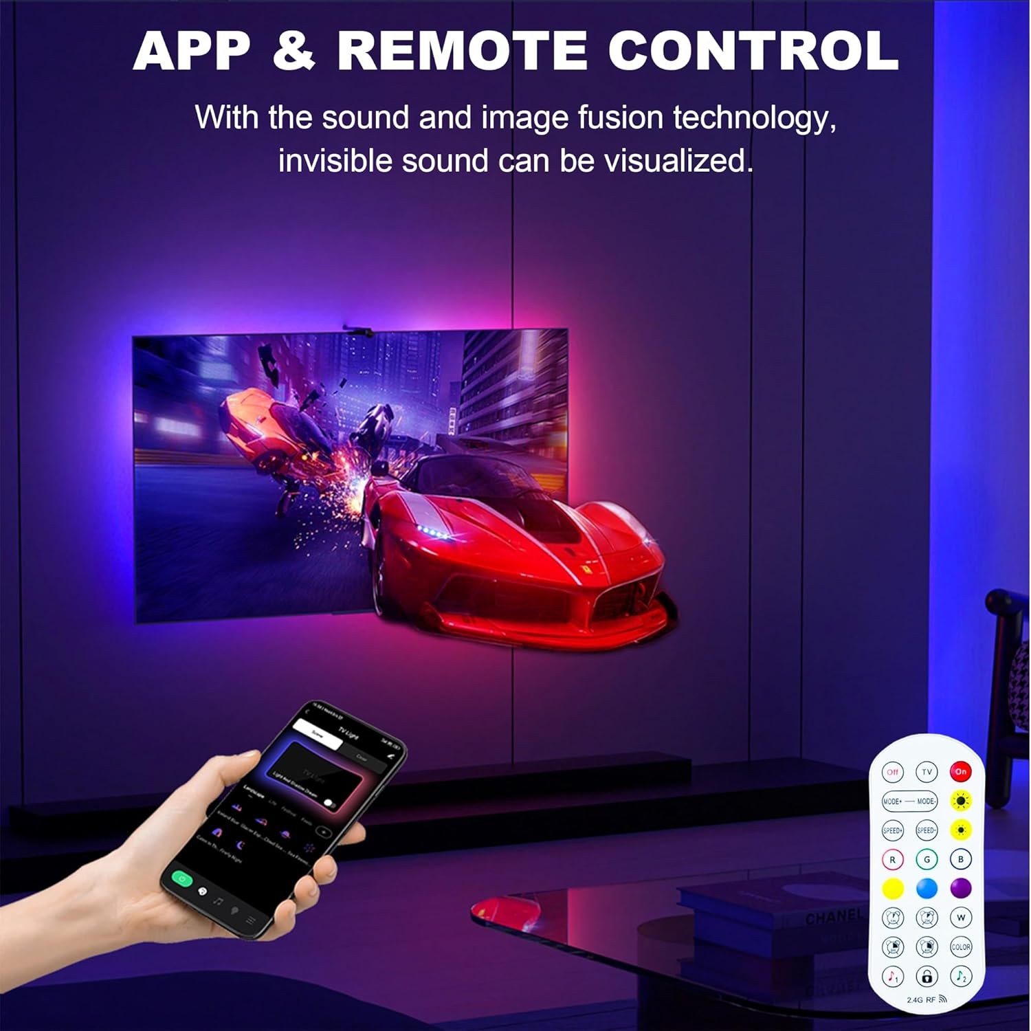 Smart LED TV Backlights with Camera for 55"-65" TV Pc，Cozylady 12.5Ft RGB+IC Immersion TV LED Lights Sync to Screen & Music,3.8M Immersive LED Light Strips with Power Supply, App & Remote Control image number 1