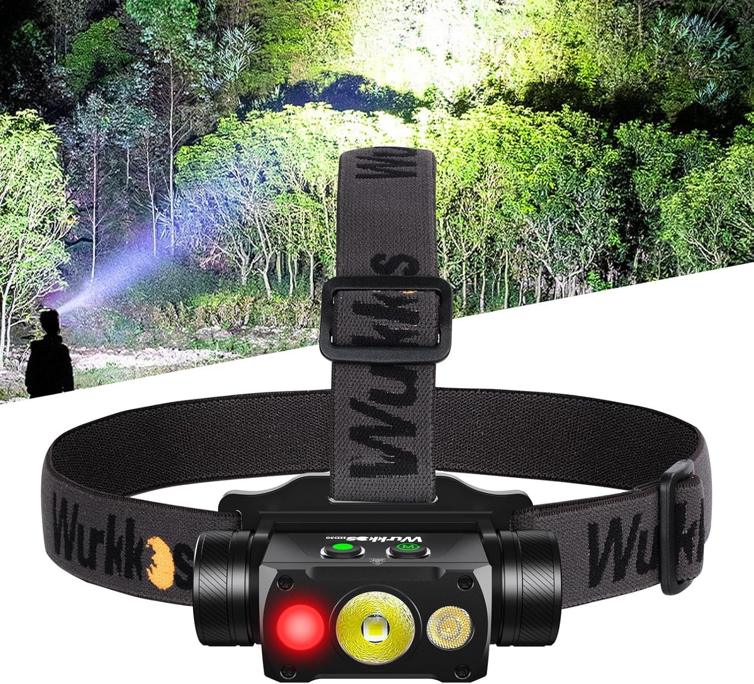 Wurkkos HD16 Headlamp 2500 Lumens Rechargeable LED Headlamp,3 in 1 Rechargeable Head Flashlight with Spot,Flood and Red Lights,Ip66 Waterproof Ultra Bright Head Light with Adjustable Headband