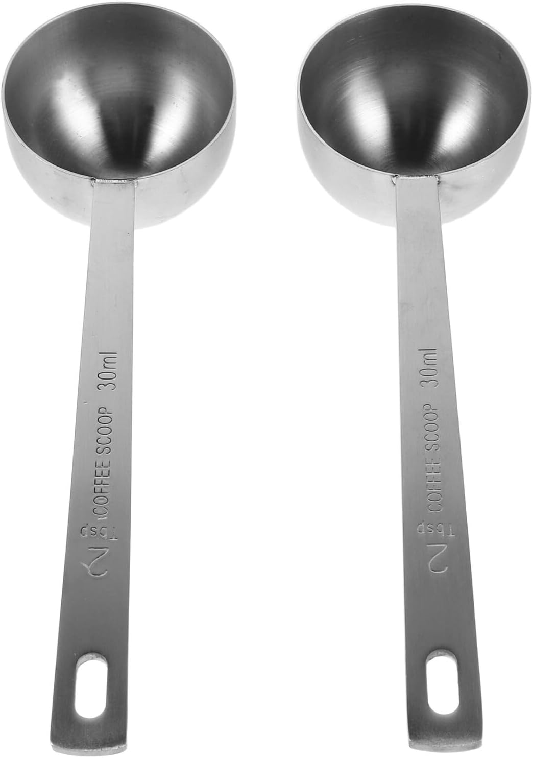 DEARMAMY 2Pcs 30Ml Stainless Steel Coffee Measuring Spoons, Metal Scoop for Coffee Beans, Espresso, Baking and Loose Tea, Sturdy Silver Kitchen Scoop for Home Use image number 2