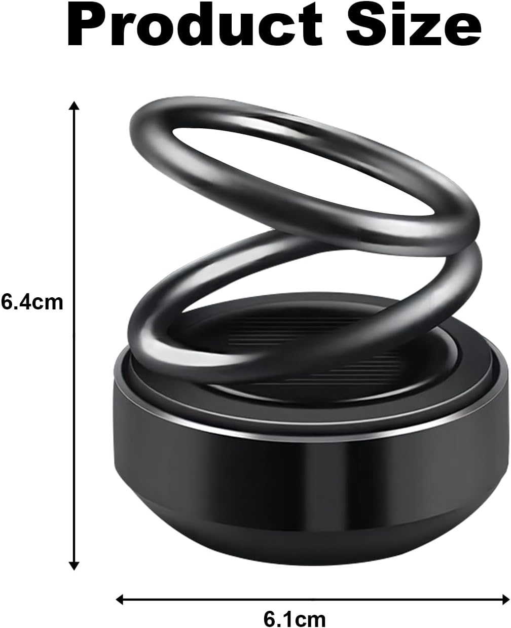 Solar Powered Car Air Freshener, Double Ring Rotating Diffuser, 360-Degree Aromatherapy, Car Interior Accessory (Black) image number 1