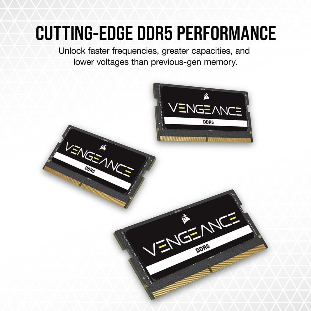 CORSAIR Vengeance SODIMM DDR5 RAM 24GB (1X24Gb) 5600Mhz CL48-48-48-90 1.1V Intel XMP 3.0 Laptop Memory &ndash; Black (CMSX24GX5M1A5600C48) image number 6