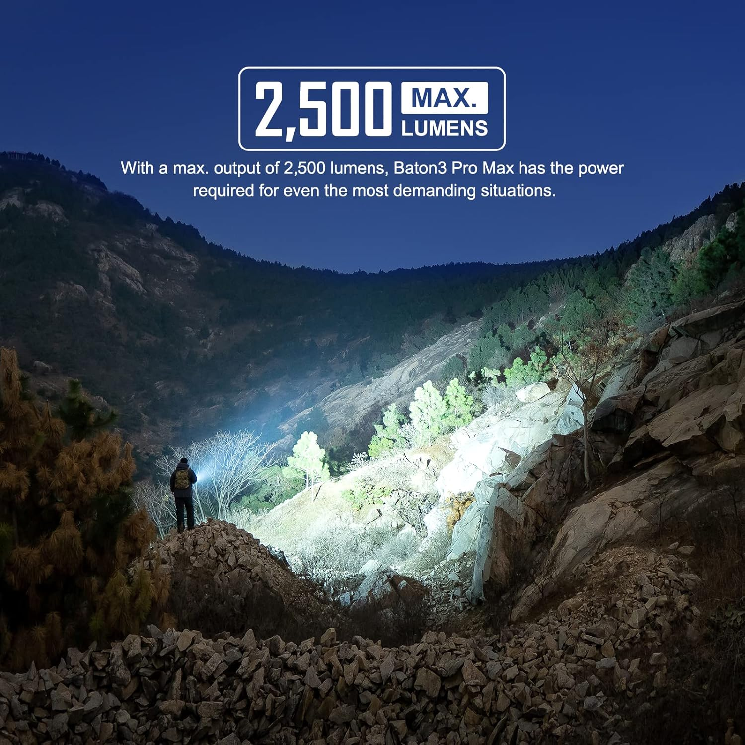 OLIGHT Baton3 Pro Max Max 2500 Lumens&Max 145 M Rechargeable Handheld Torch for Hiking, Mountaineering (OD Green, Cool White Light: 5700~6700K)