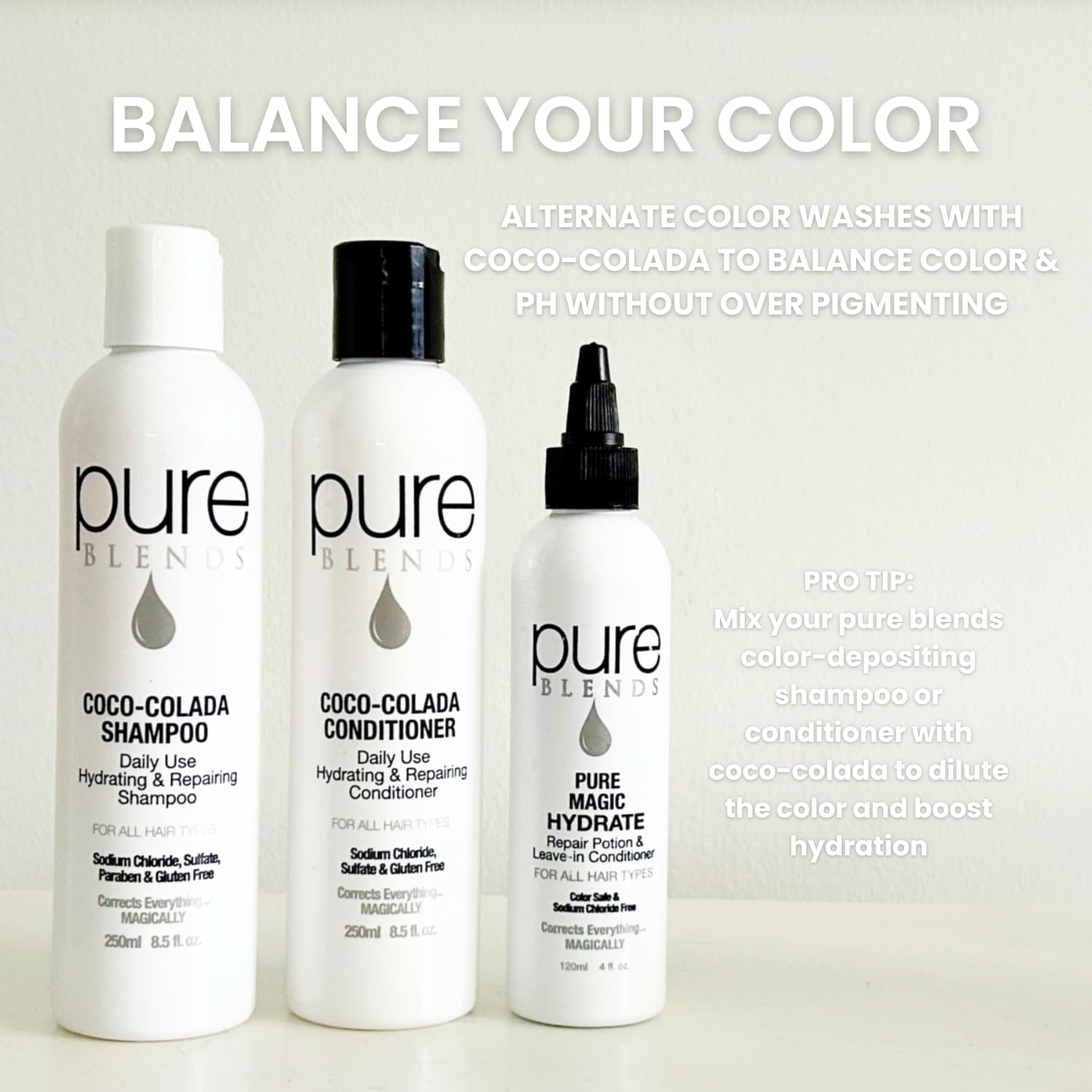 Pure Blends Hydrating Color Depositing Conditioner, Sun Light, Medium, Dark Blonde, 8.5 Oz. image number 6