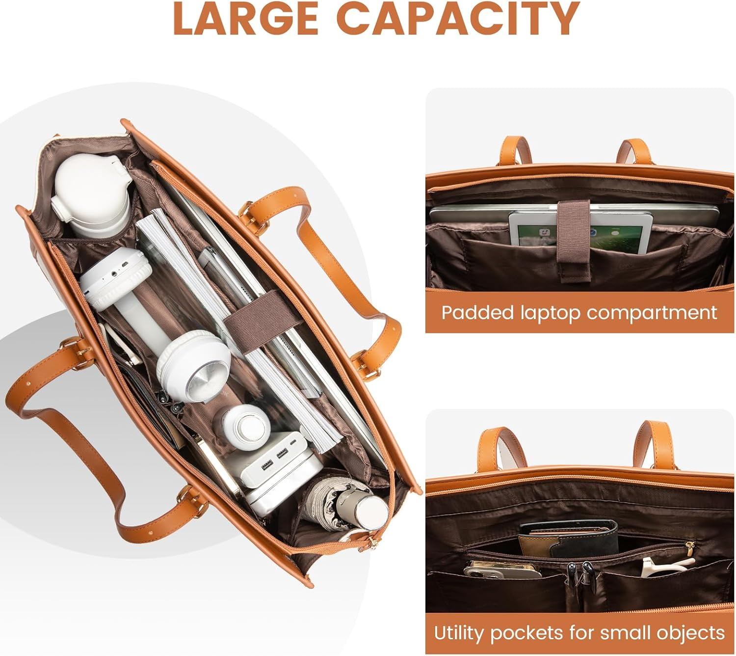 LOVEVOOK Laptop Bag for Women 15.6 Inch Canvas Laptop Tote Bag, Large Capacity Work Bag with Clutch Purse, Computer Bag Office Business Briefcase, Casual Handbag for Travel College Teacher School - Black image number 5