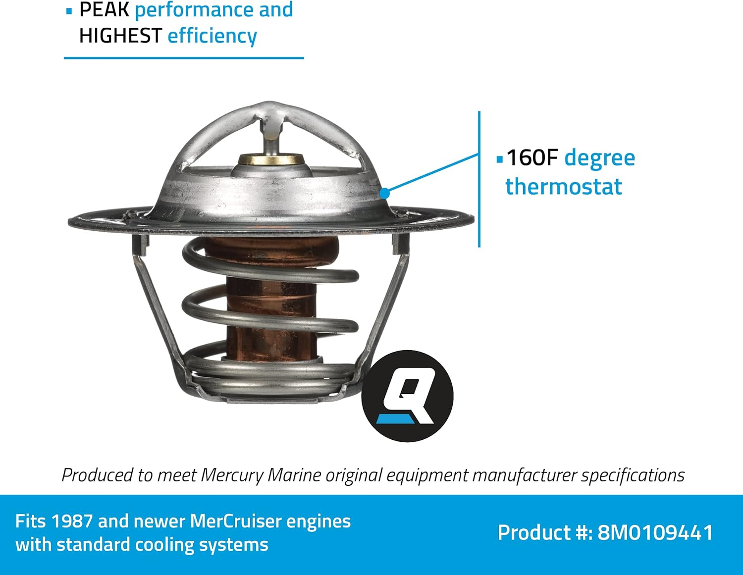 Quicksilver 8M0109441 Replacement Thermostat for Mercruiser Engines image number 5