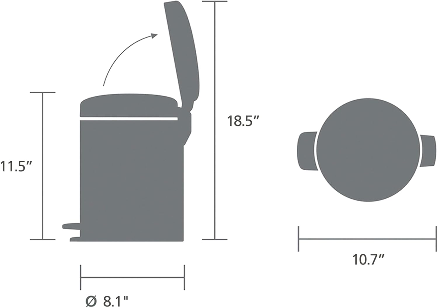 Brabantia New Icon Step Trash Can (1.3 Gal/Mineral Concrete Gray) Soft Closing Kitchen Garbage/Recycling Can with Removable Bucket image number 5