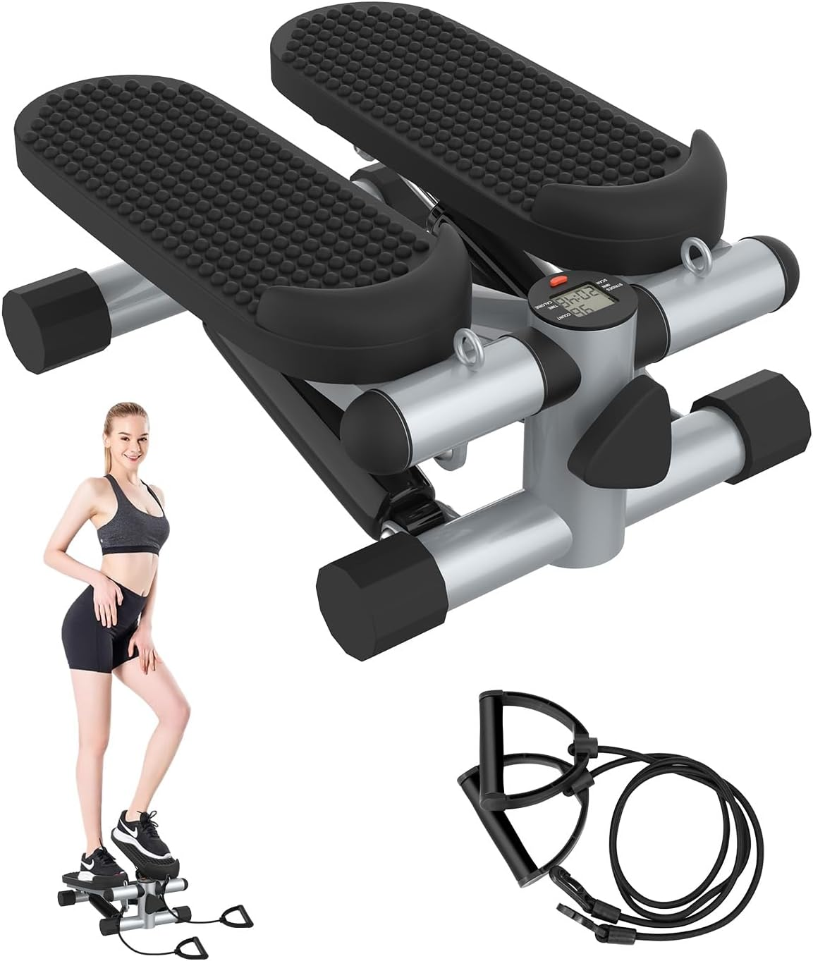 OUROAD Mini Stepper with Resistance Band, Portable Stair Stepper with Calories Count, Exercise Stepping Machine for Exercise Fitness Office Home Workout Equipment image number 3