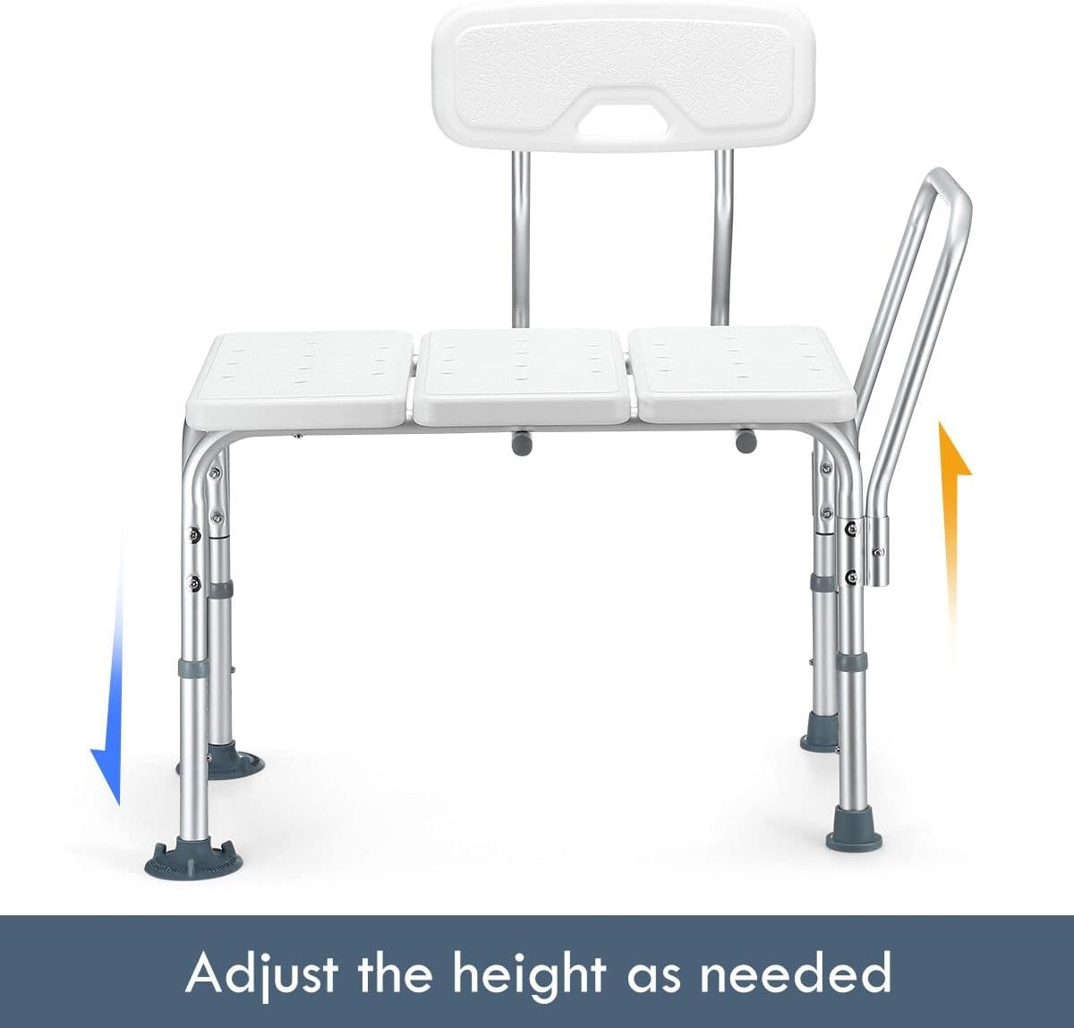 Tub Transfer Bench Bath Seat Bathtub Shower Chair with Armrest and Back Adjustable Height Medical Bathroom Aid for Disabled Seniors image number 4