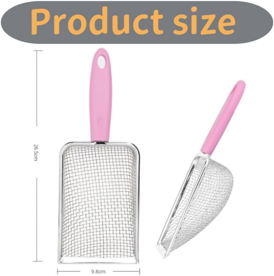 Jindizi Stainless Steel Reptile Sand Substrate Scoop, 1Pc, Pink, 26.5X9.8Cm/10.43X3.86Inch, Cat Litter Scoop, Reptile Sand Substrate image number 2