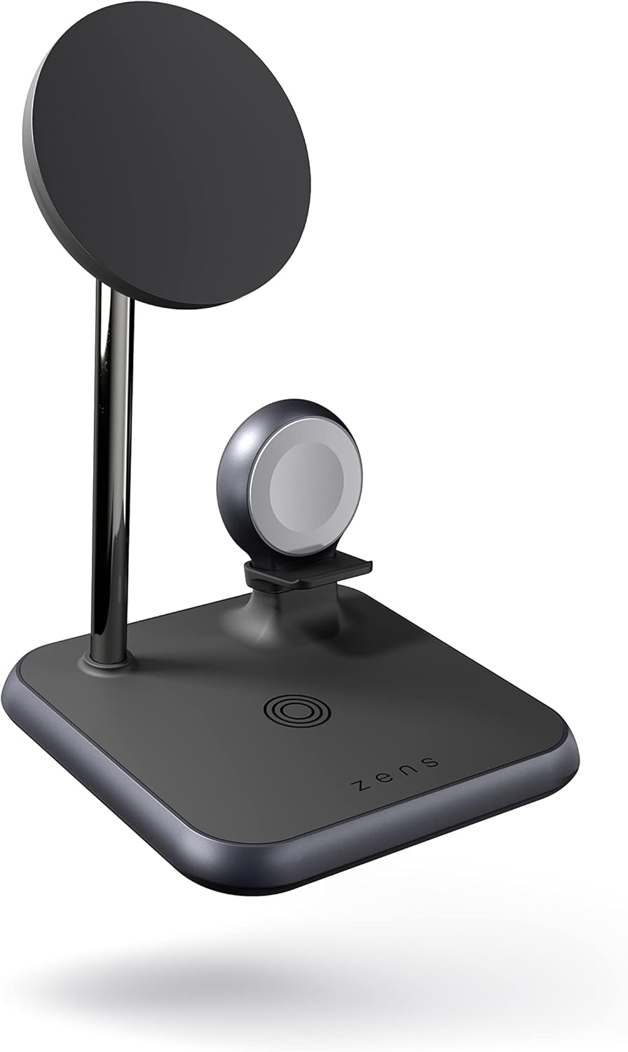 ZENS Magnetic+Watch Aluminium 4-In-1 Wireless Charger Compatible with Magsafe (Qi/Mfi Certified, Power Supply with Cable Included) Black
