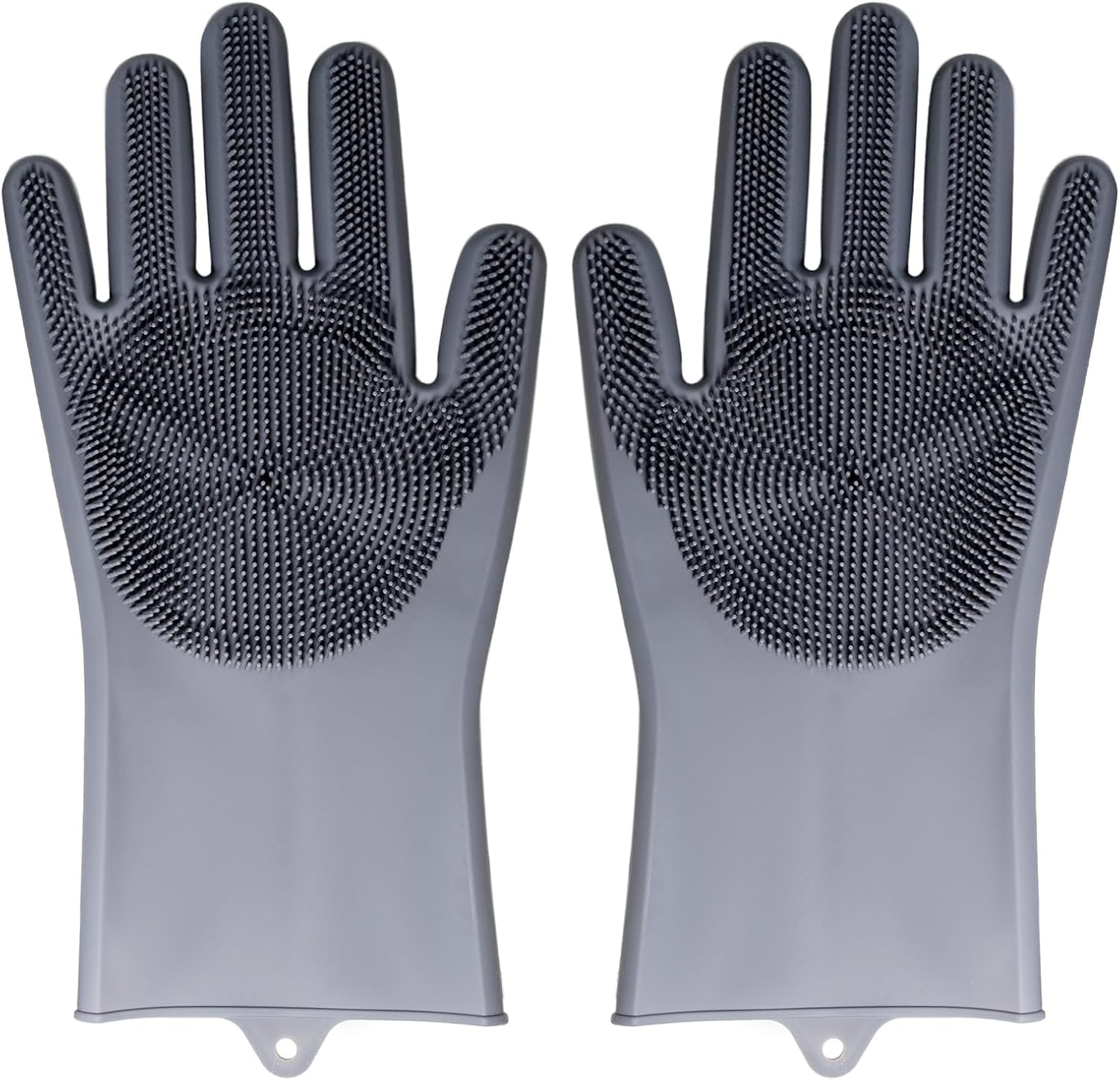 2 Pcs Pet Grooming Gloves, Extra Thick Large Silicone Dog Bath Brush for Dogs Cats Rabbits Pets, Anti-Bite Waterproof Cat Hair Remover Glove for Dog Cat Bath Grooming Massaging Home Cleaning (Gray) image number 2