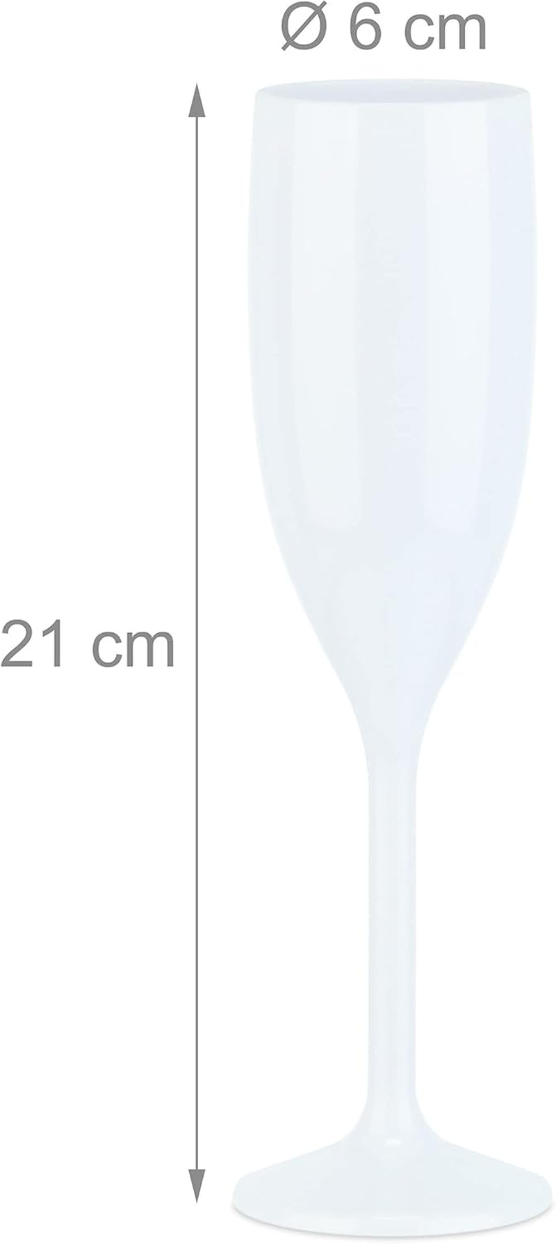 Relaxdays, Plastic Champagne Flutes, Set of 12, Shatterproof, BPA Free, Reusable Wine Glasses, for Weddings, White image number 1