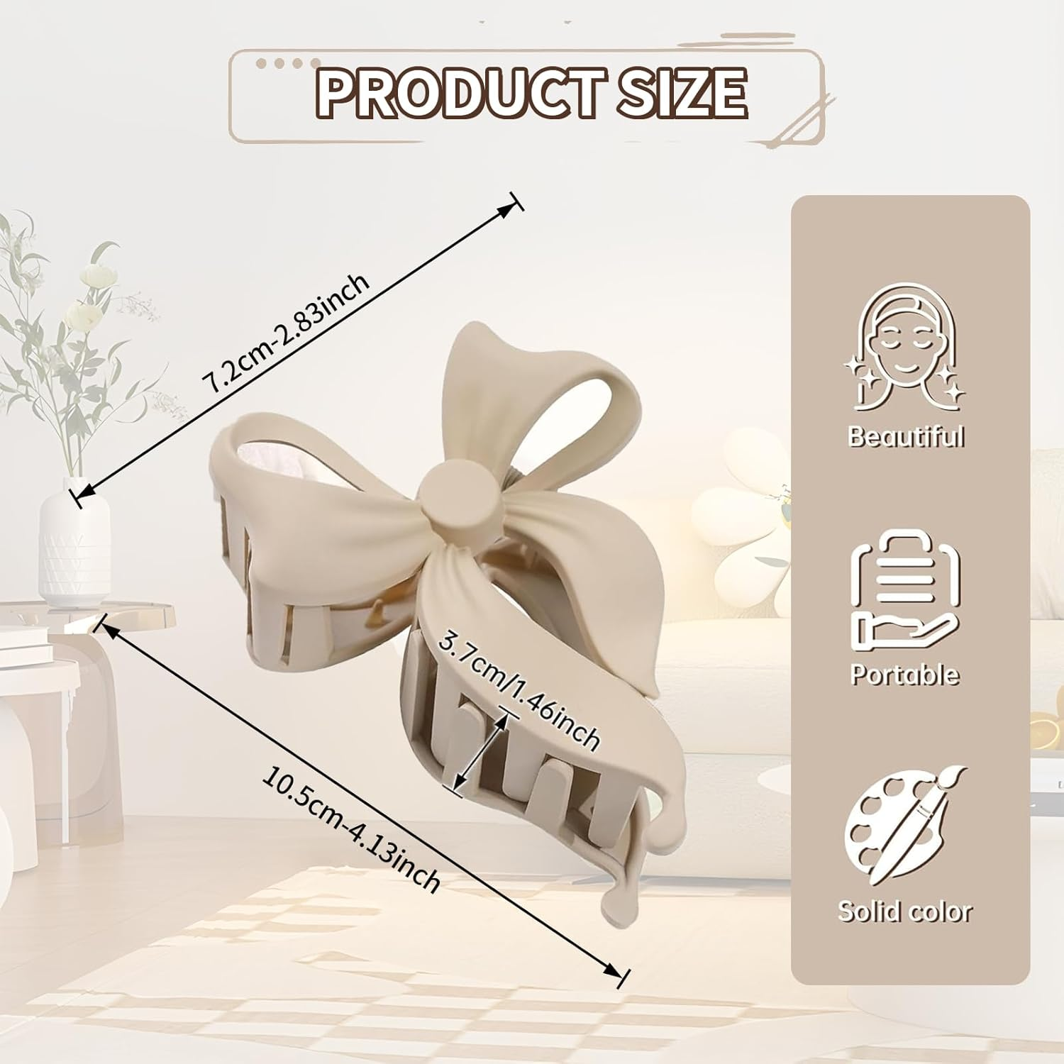 Auroriel 4 Pieces Sweet Bow Hair Clips for Women Non-Slip Large Matte Strong Hold Bow Hairpins for Thin and Thick Hair Chic Hair Styling image number 4