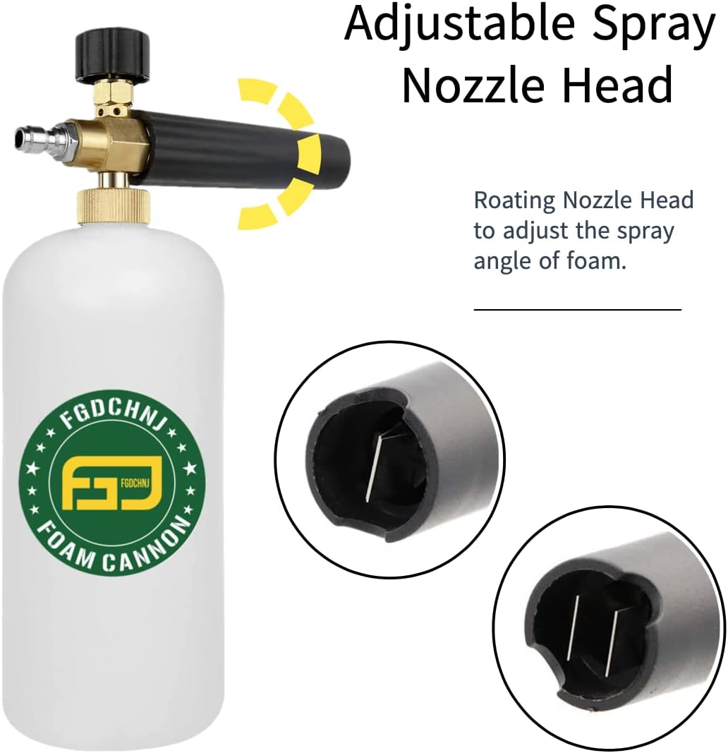 FGDCHNJ Pressure Washer Foam Cannon with 1/4&rdquo; Quick Connector, 1 Liter Bottle, Car Wash Foam Gun image number 2