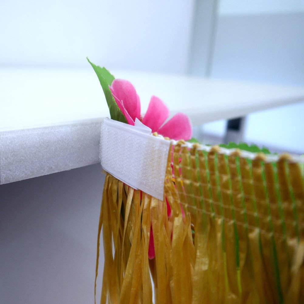 2 Sets Tropical Hawaiian Luau Grass Table Skirt - Decorate Your Party with Island Vibes image number 3