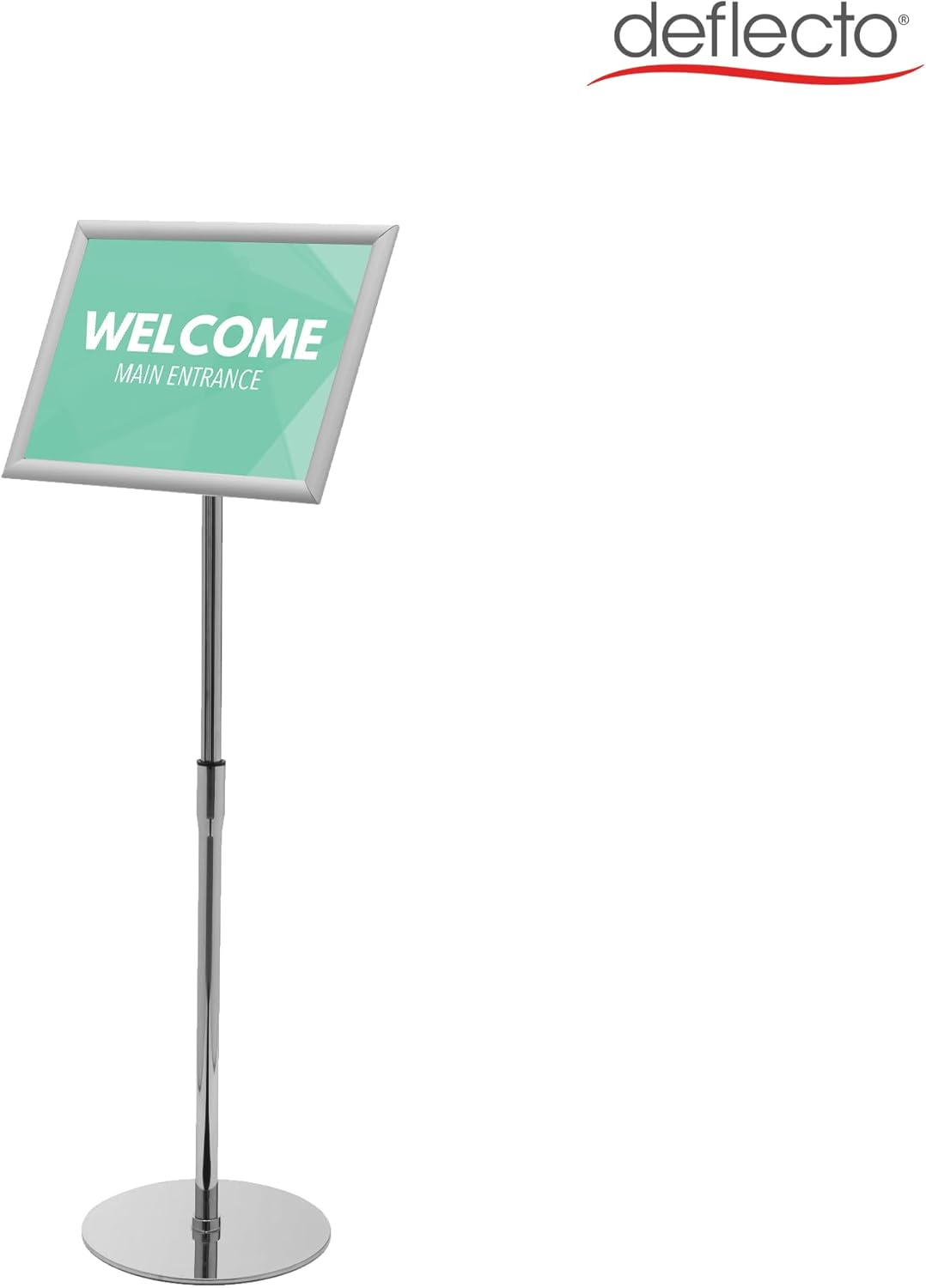 Deflecto Brochure Stand with Folding Frame and Click Closure, Adjustable Portrait or Landscape Format, Info Display, Floor Stand, for Restaurants, Trade Shows, Etc. image number 2