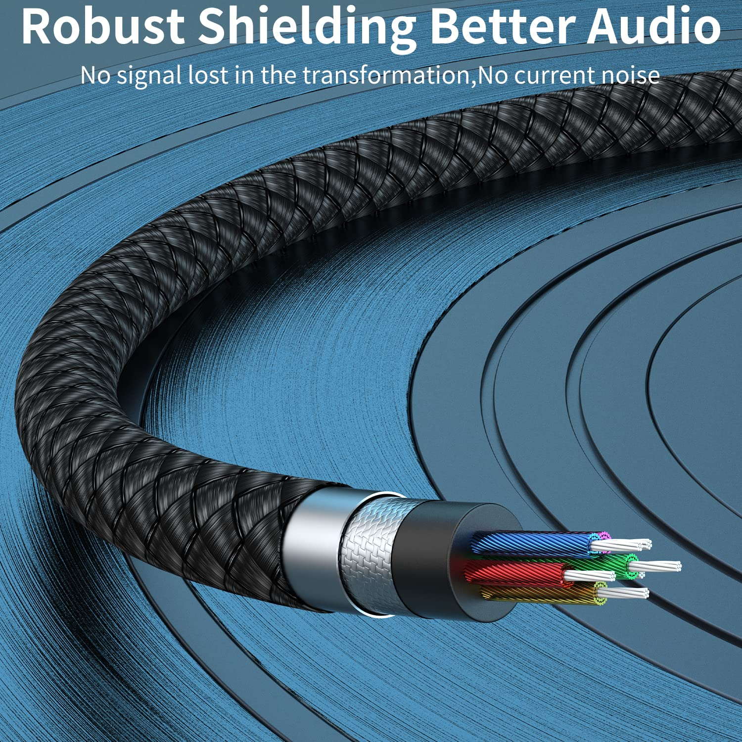 2 Pack AUX Cable,Auxiliary Cable（1.6Ft/0.5M, Hi-Fi Sound）3.5Mm TRS Auxiliary Audio Cable Nylon Braided Aux Cord Compatible with Car,Home Stereos,Speaker,Ipod Ipad,Headphones,Sony,Echo Dot,Beats(Grey) image number 1