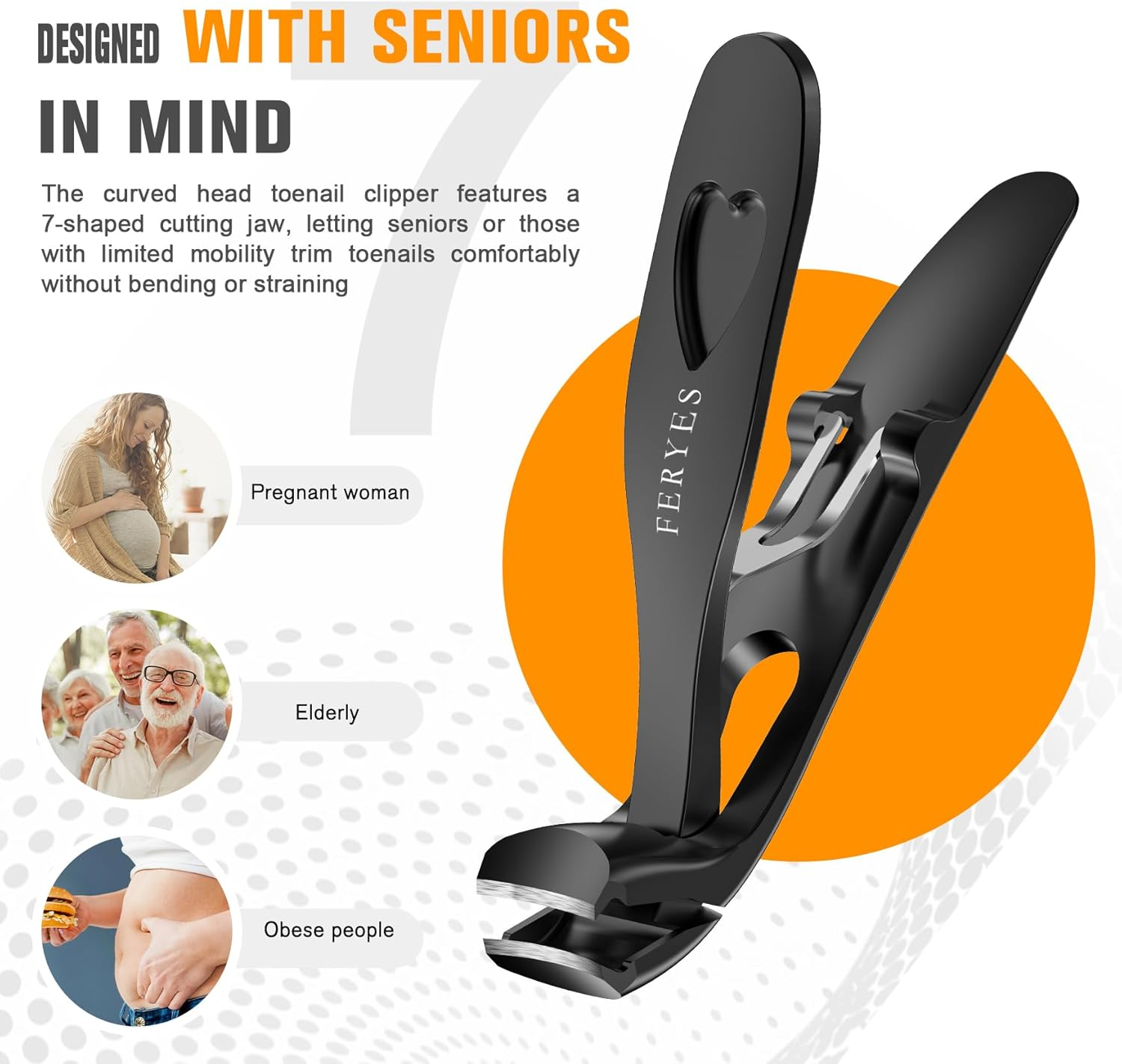 3PCS Nail Clippers Set &ndash; Long Handled Angled Toenail Clipper for Thick Nails for Seniors, Straight Blade Toe Nail Clippers for Tough Nails, and Curved Blade Fingernail Clippers for Men & Women image number 4