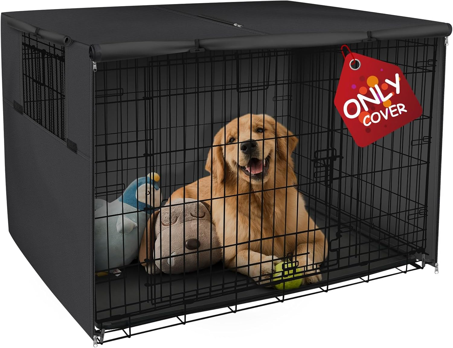 Explore Land Dog Crate Cover Durable Polyester Pet Kennel Cover Universal Fit for Wire Dog Crate (48 Inch, Tan)