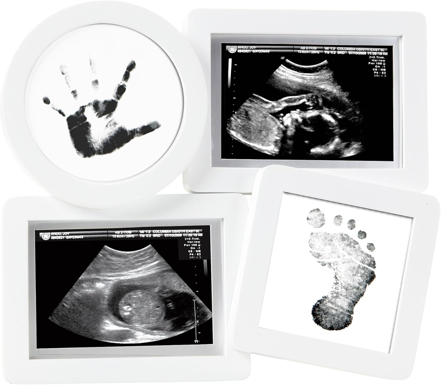 Pearhead Babyprints Newborn Collage Frame with "Clean-Touch" Ink Pad Included, Newborn Baby Registry Must Haves, White