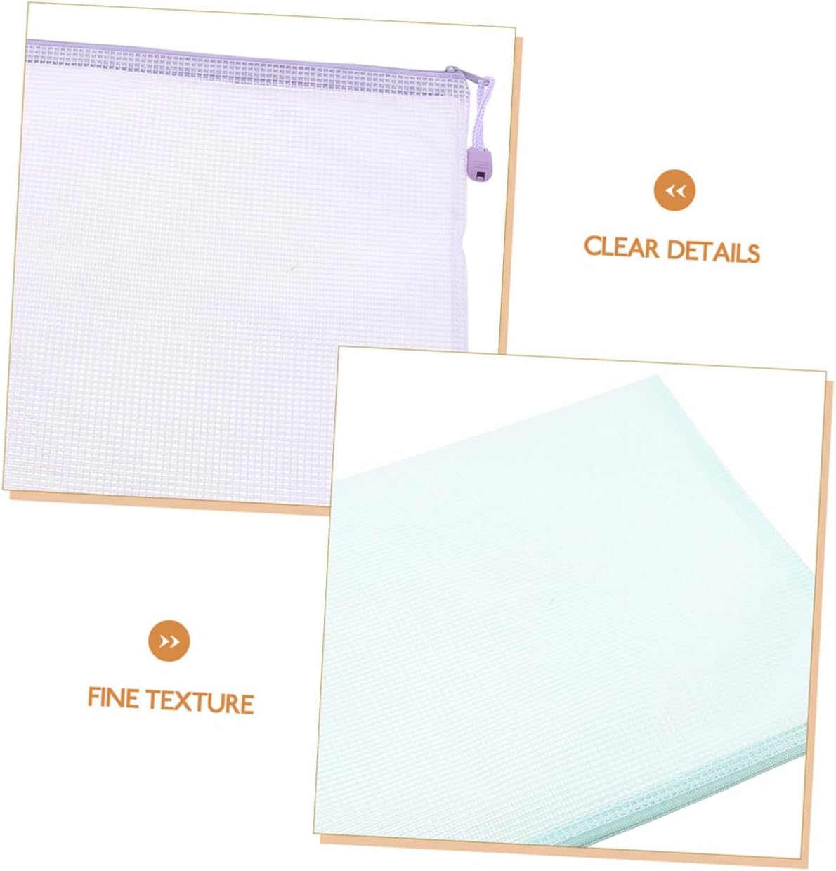 KICHOUSE 6Pcs Mesh Zipper Pouches for Office Documents Zipper File Pouches Mesh Plastic for Stationery image number 5