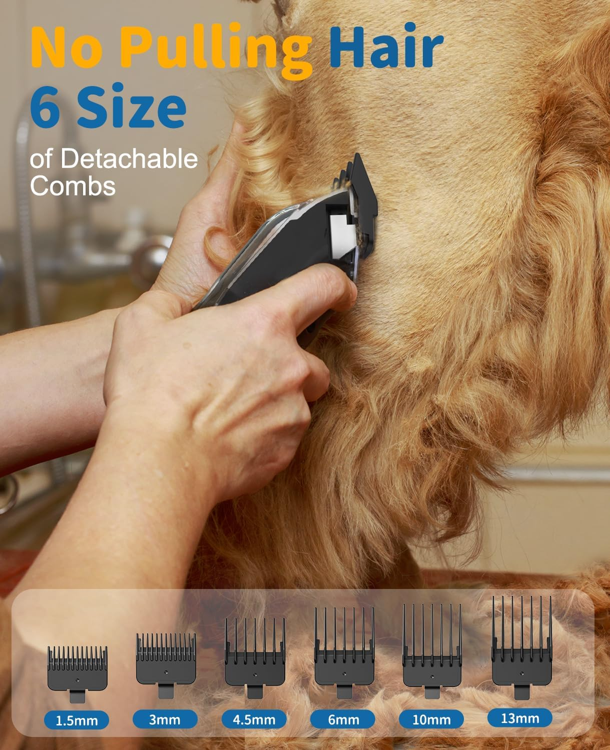 USB Rechargeable Dog Grooming Clipper Cordless Electric Pet Hair Trimmers Set with 6 Guide Combs, LED Display for Dogs Cats Animals