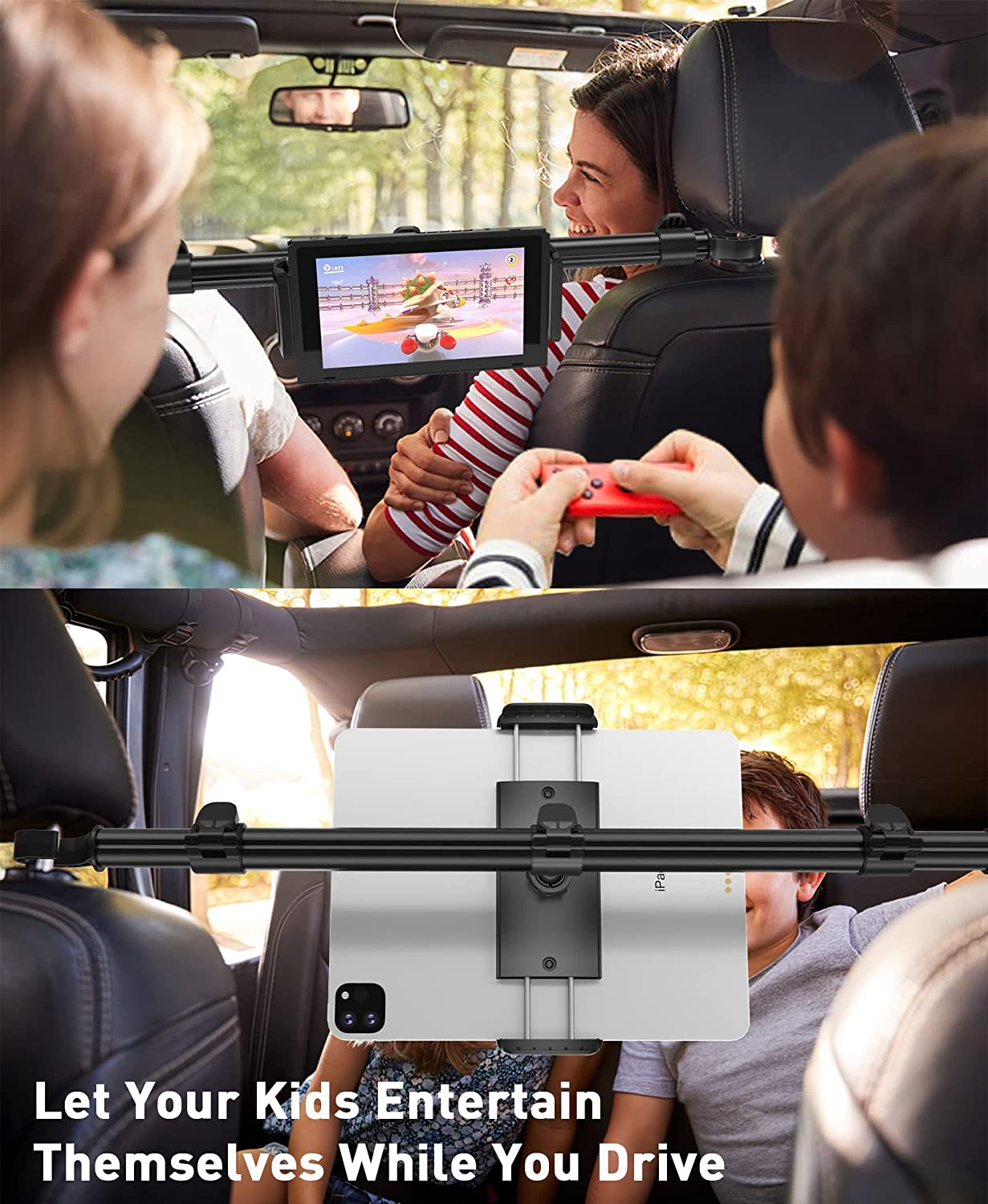 Car Tablet Holder Mount for Ipad: Tryone Headrest Tablet Stand for Car Back Seat Compatible with Ipad Pro Air Mini | Galaxy Tab | Kindle Fire HD | Switch Lite or Other 4.7-12.9" Devices image number 1