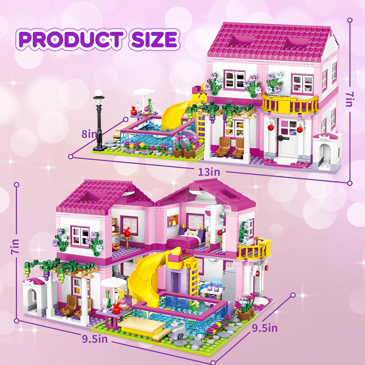 Pink Girls Summer Villa Friends Building Set Compatible with  Friends Construction Educational Toy for Kids Age 8-12 and up 1018 PCS image number 1